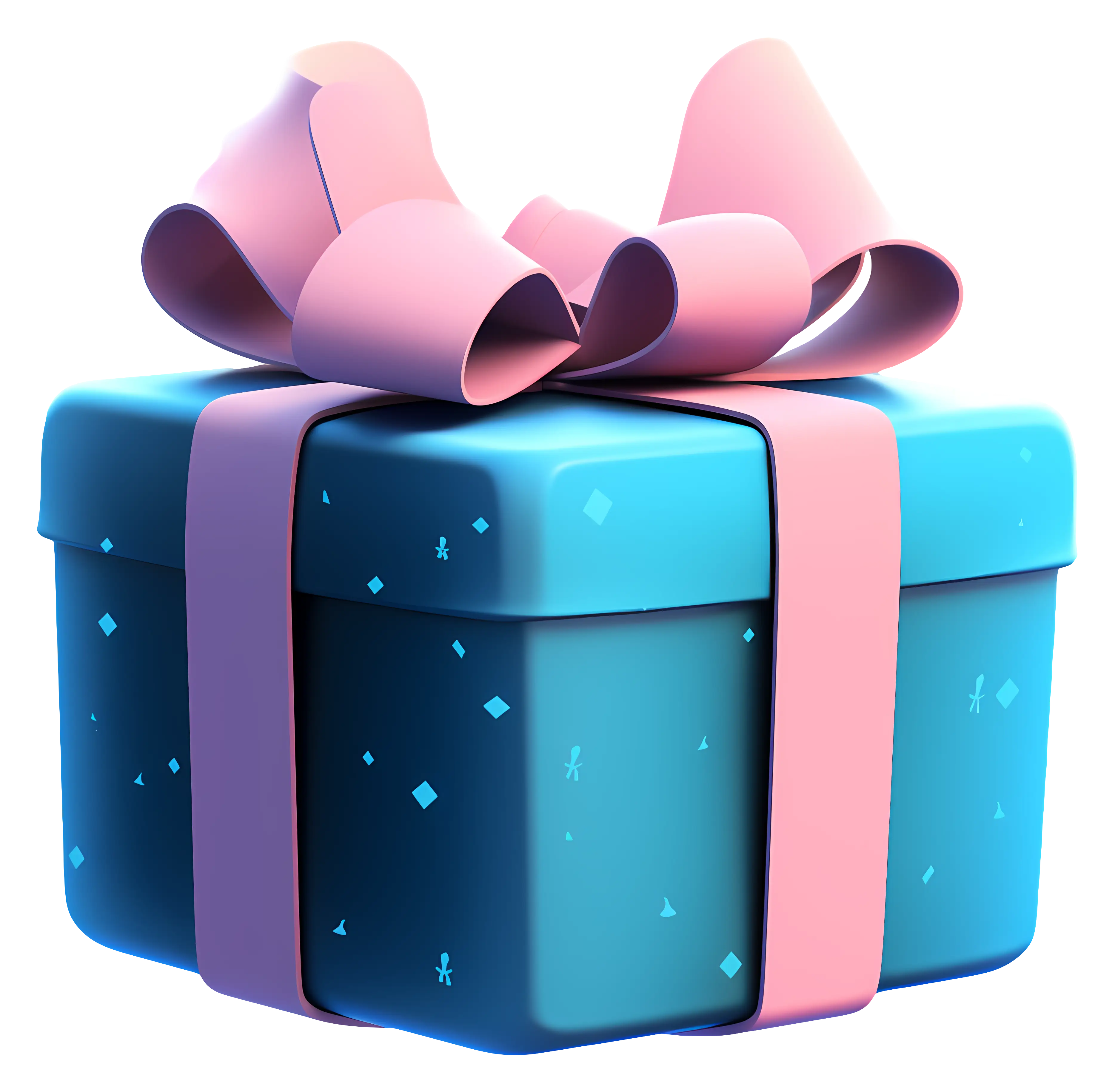 Blue Gift Box Wrapped with Pink Ribbon
