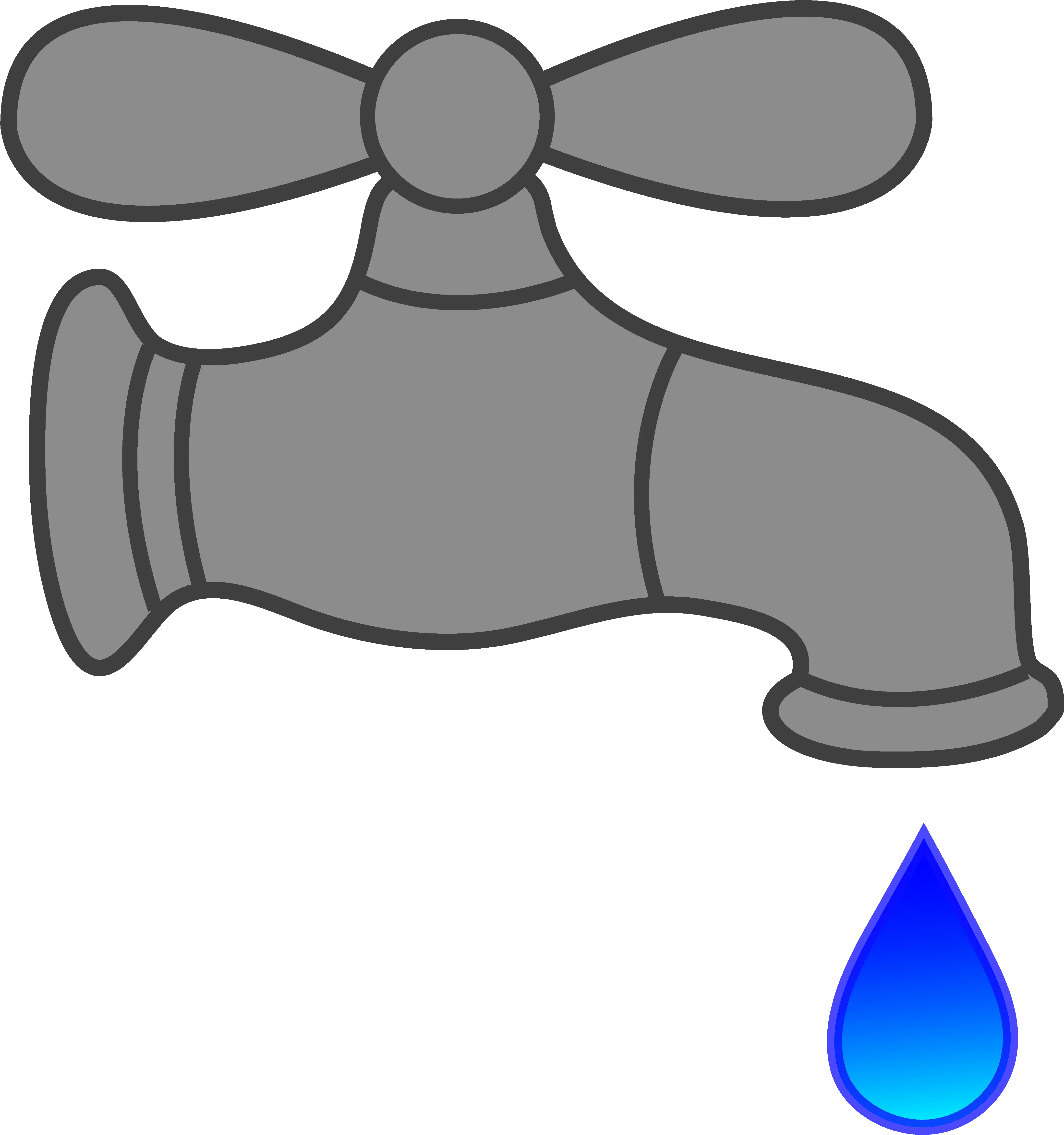 Gray Tap with a Blue Water Drop