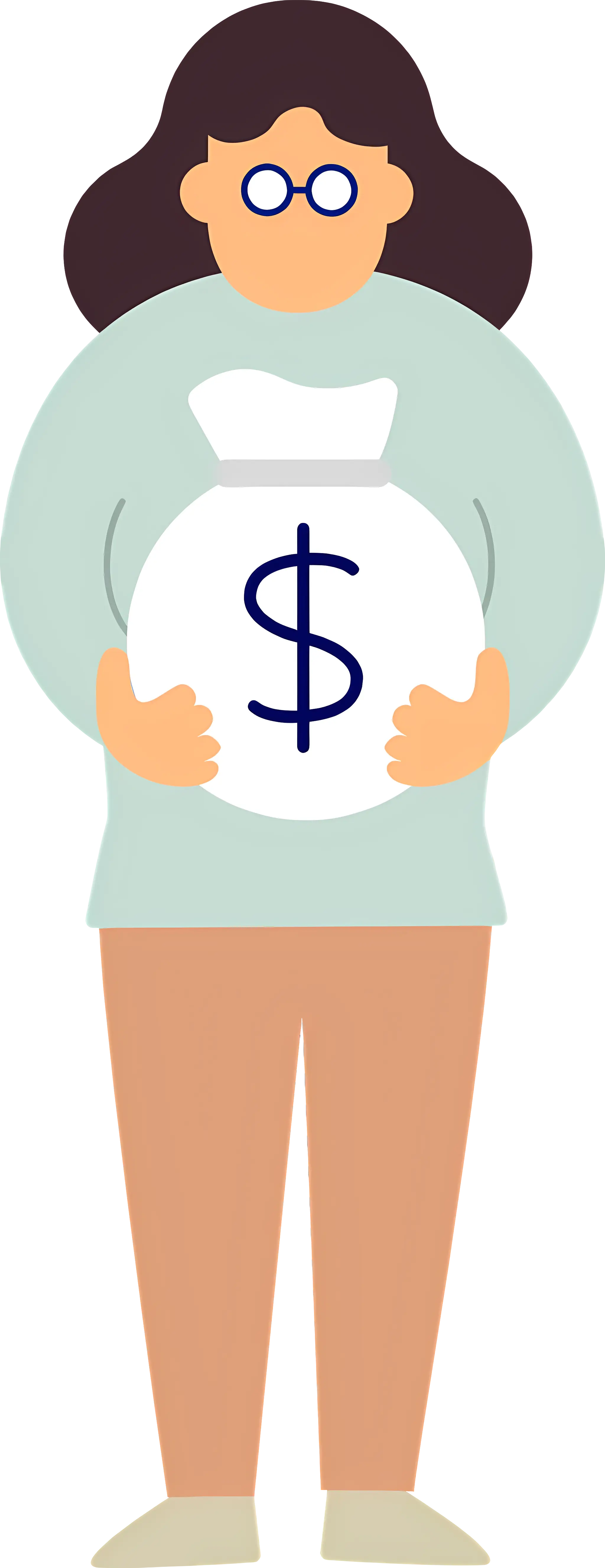 Woman with Money Bag Illustration