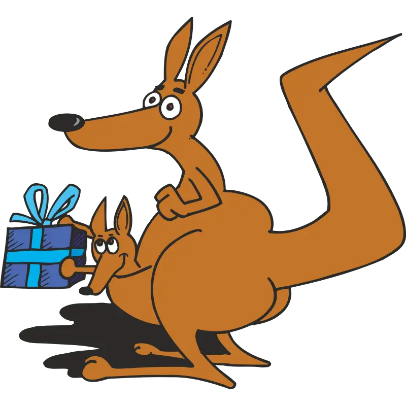 Kangaroo with Gift Illustration