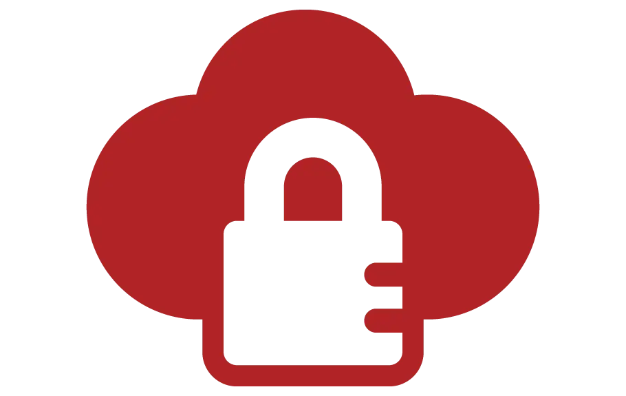 Red Cloud with Padlock Symbol for Security