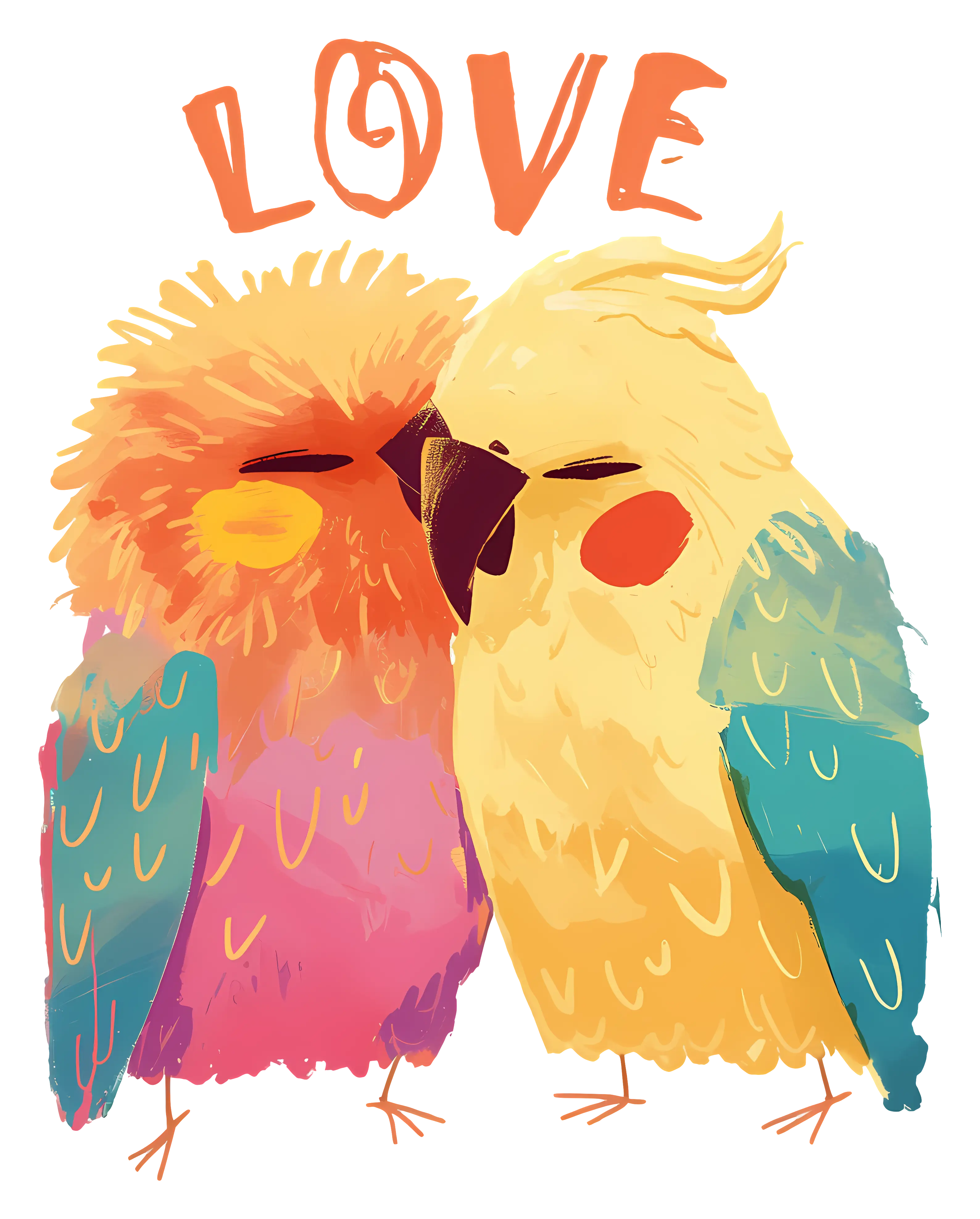 Colorful Birds Showing Love