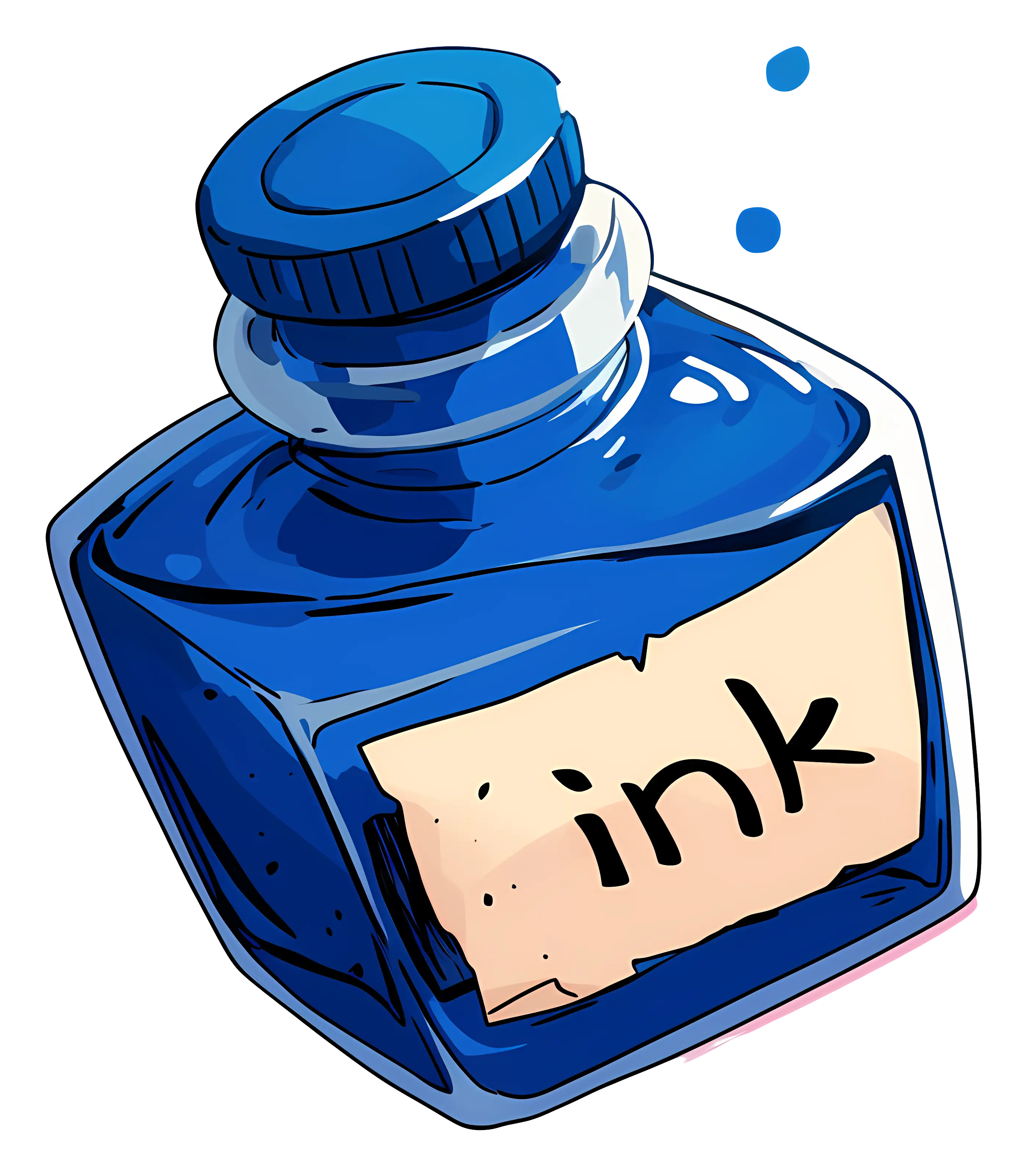 Illustration of a Blue Ink Bottle