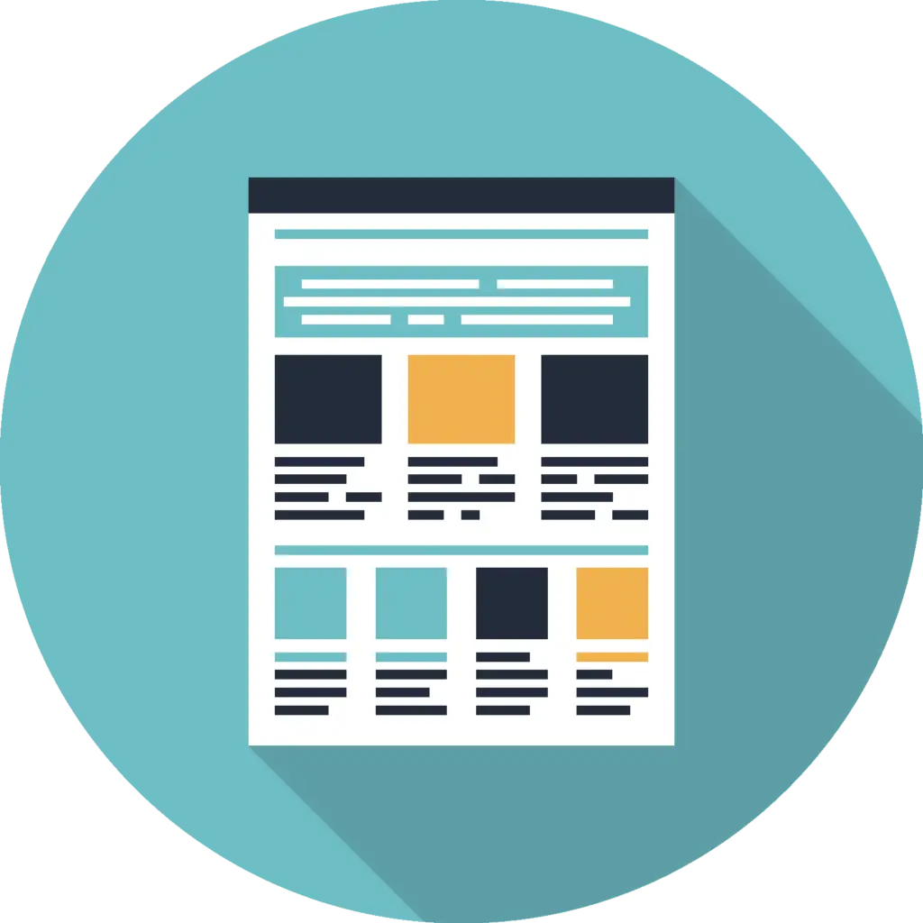 Flat Design Newspaper Icon with Colorful Layout
