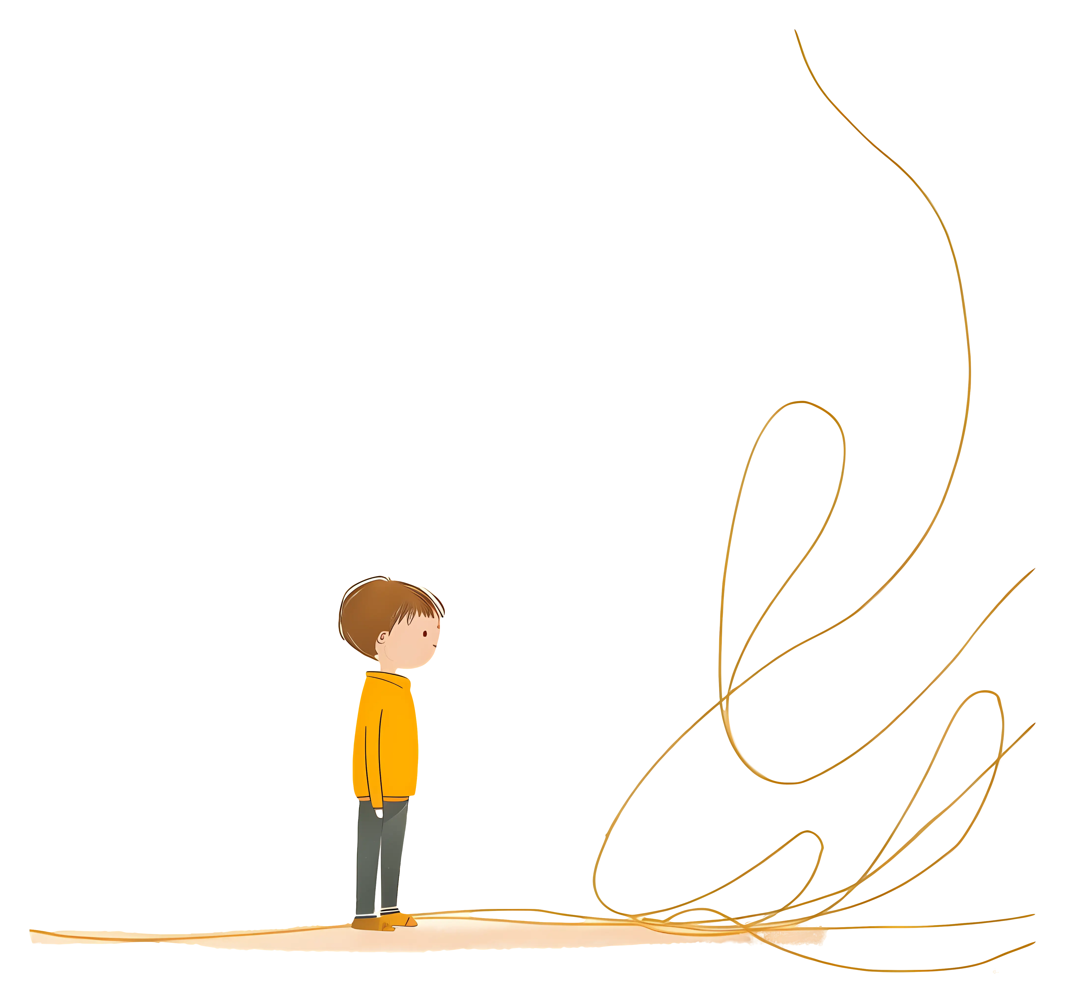 Boy Looking at Scribbles