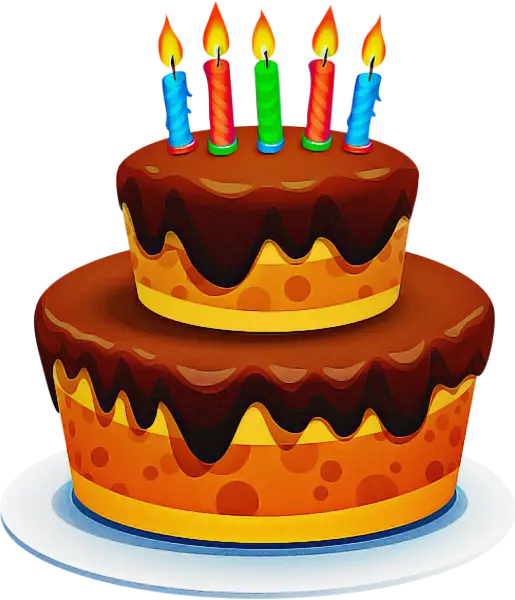 Chocolate Birthday Cake with Candles Illustration