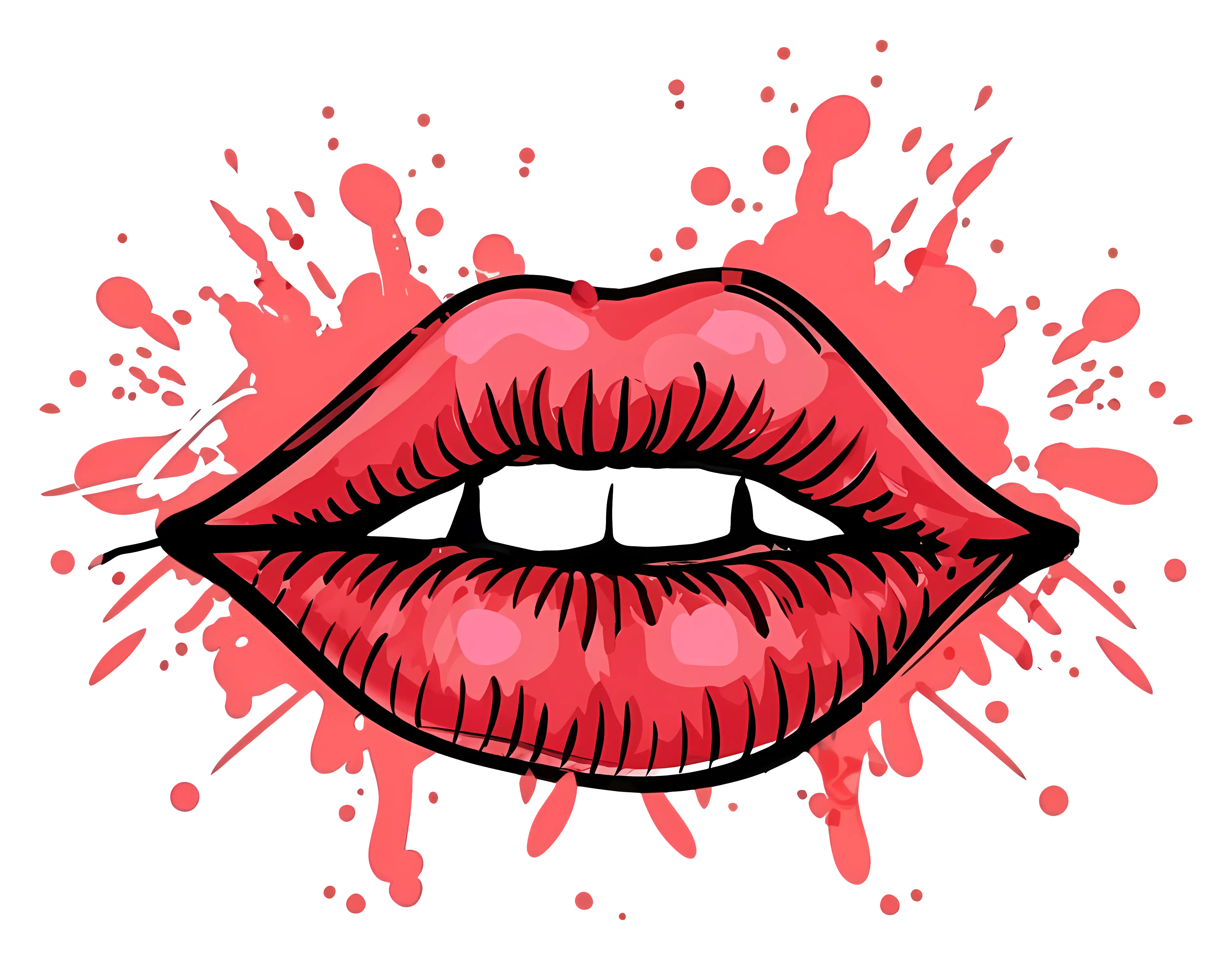 Red Lips with Paint Splatter for Modern Art