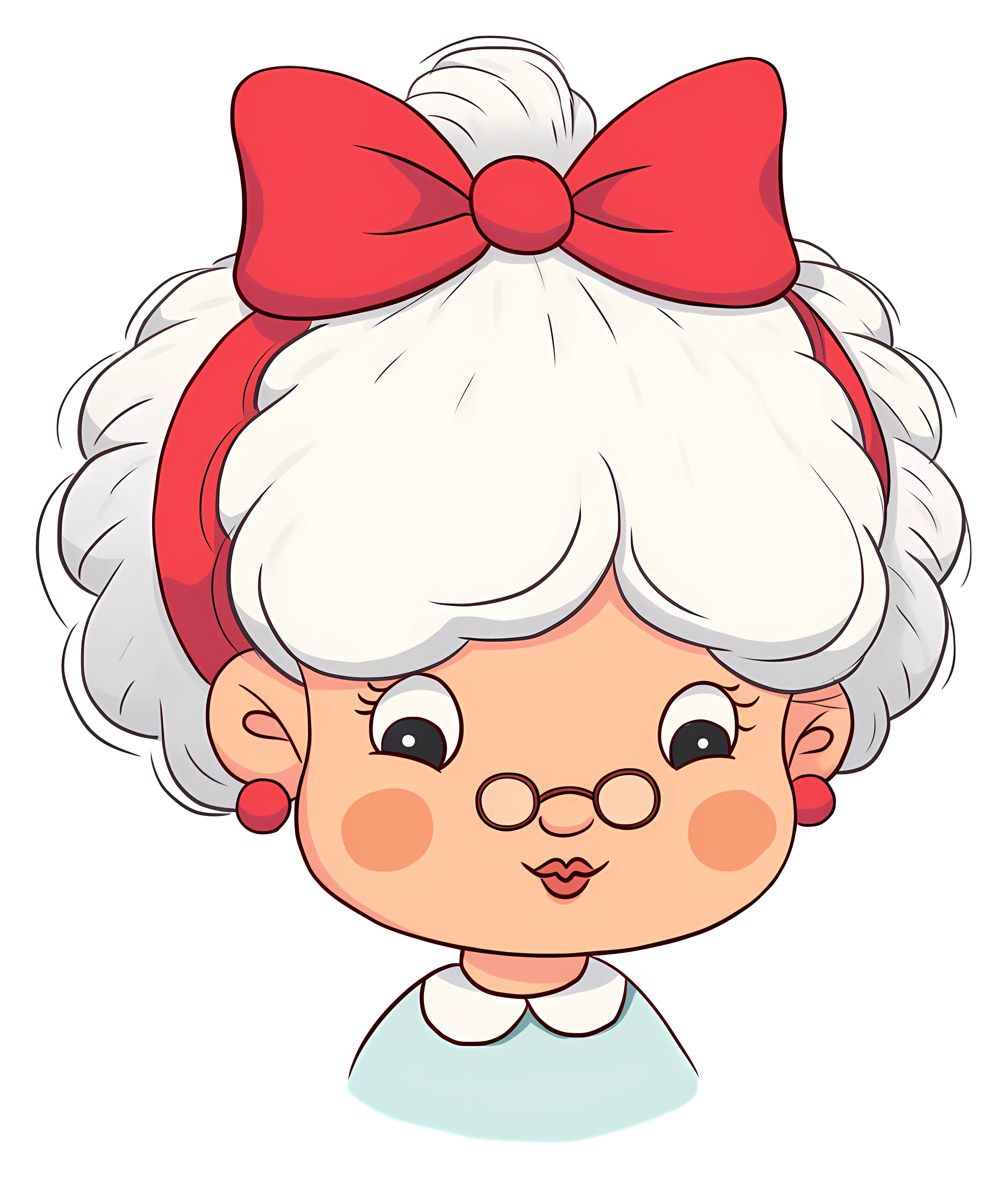 Old Lady Cartoon with Red Bow