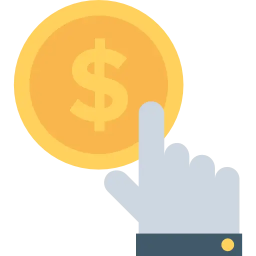 Hand Touching Dollar Coin Icon