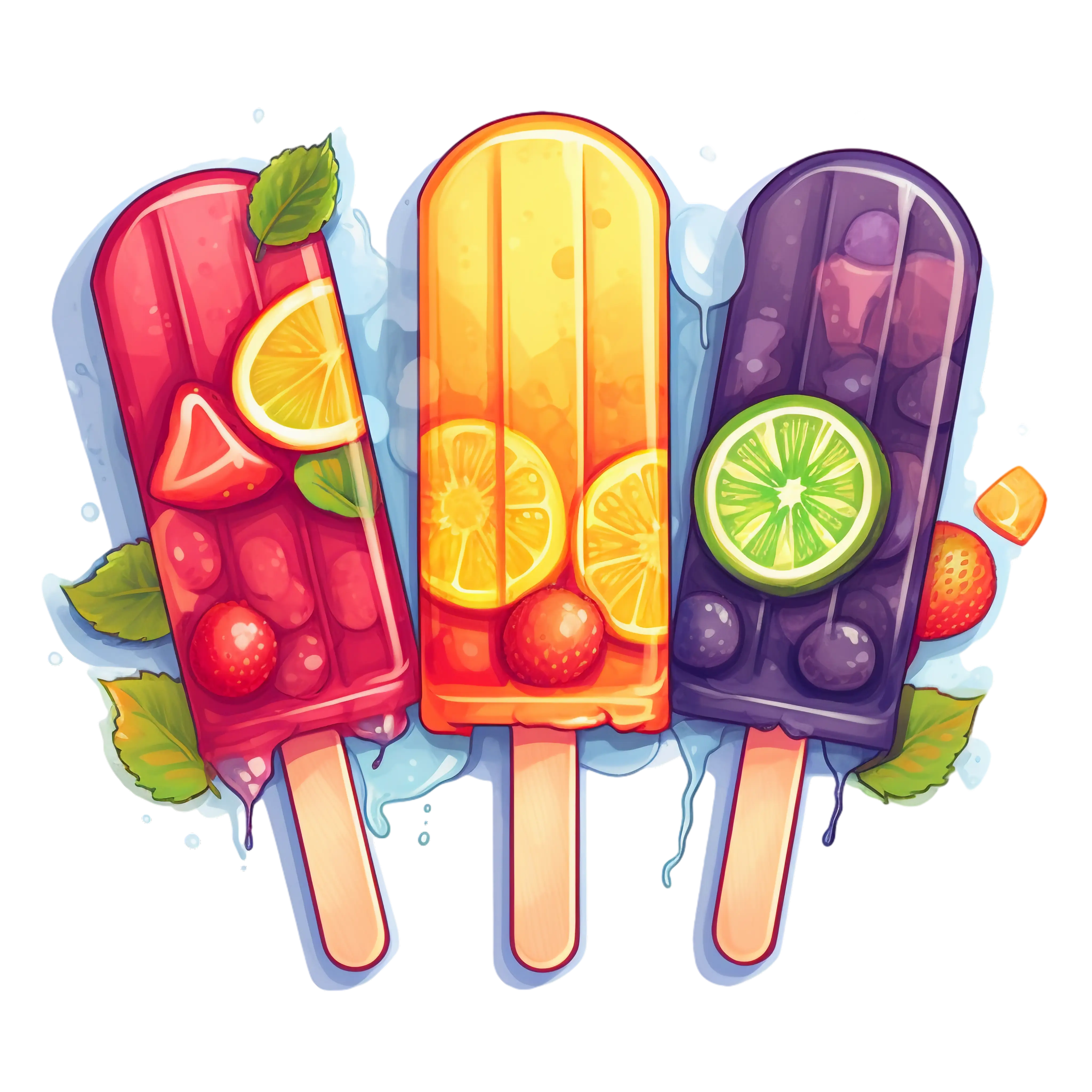 Colorful Fruity Popsicles