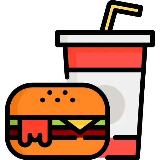 Flat Style Burger and Drink Illustration