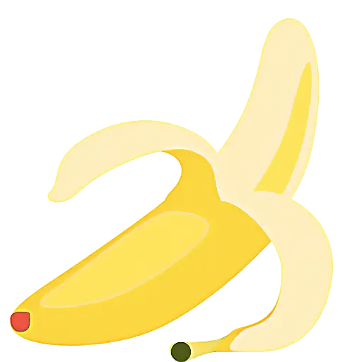 Yellow Banana Illustration with Peel