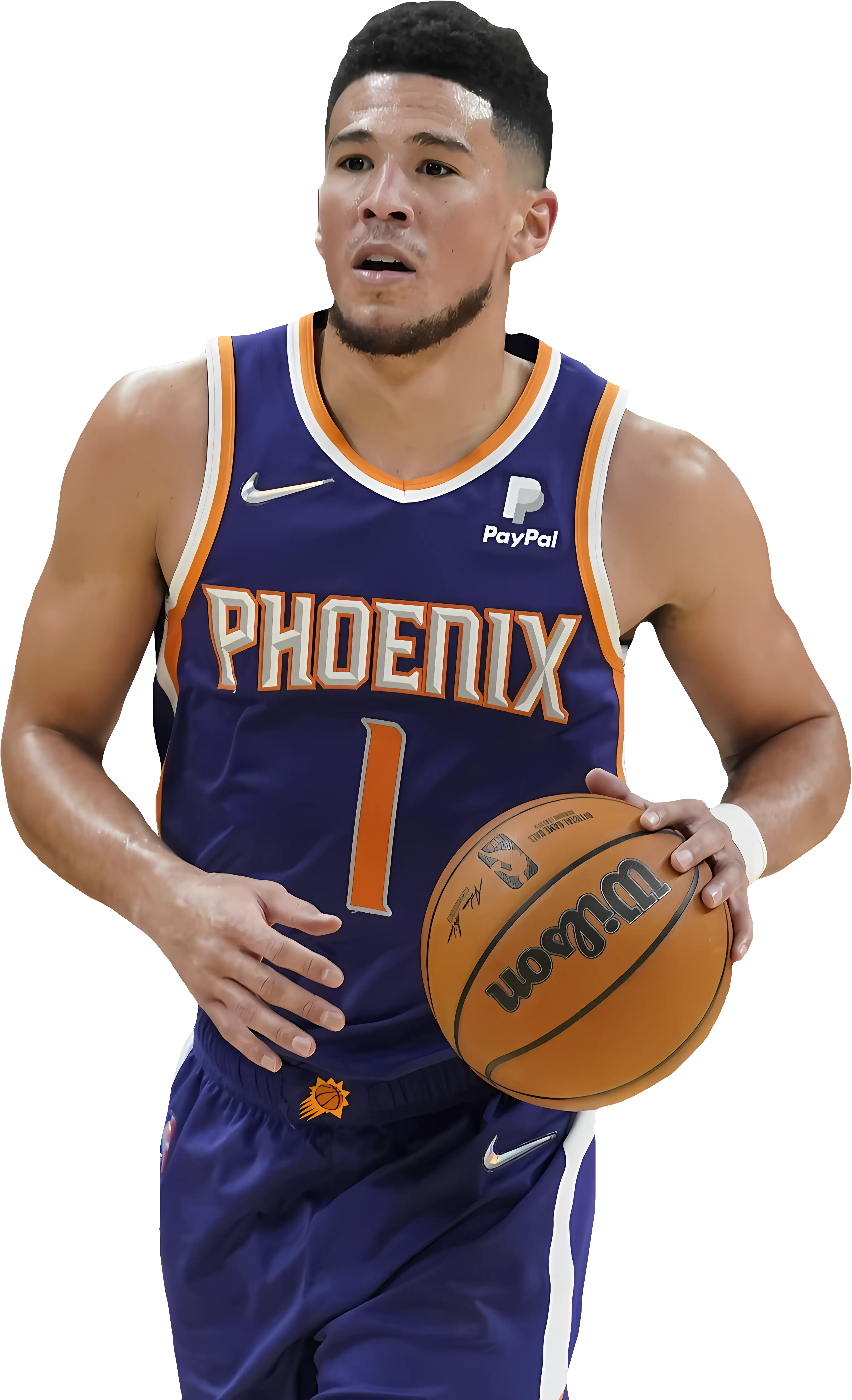 Focused Basketball Player with Ball
