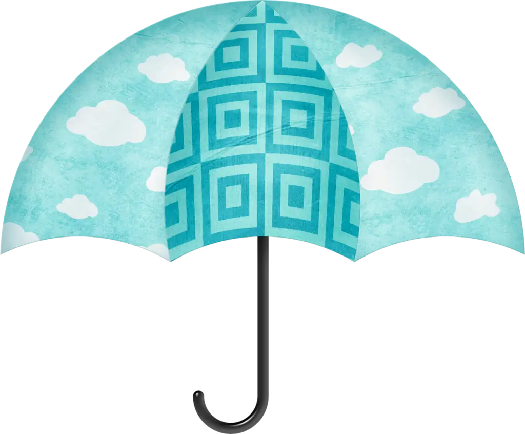 Blue Umbrella with Cloud Pattern