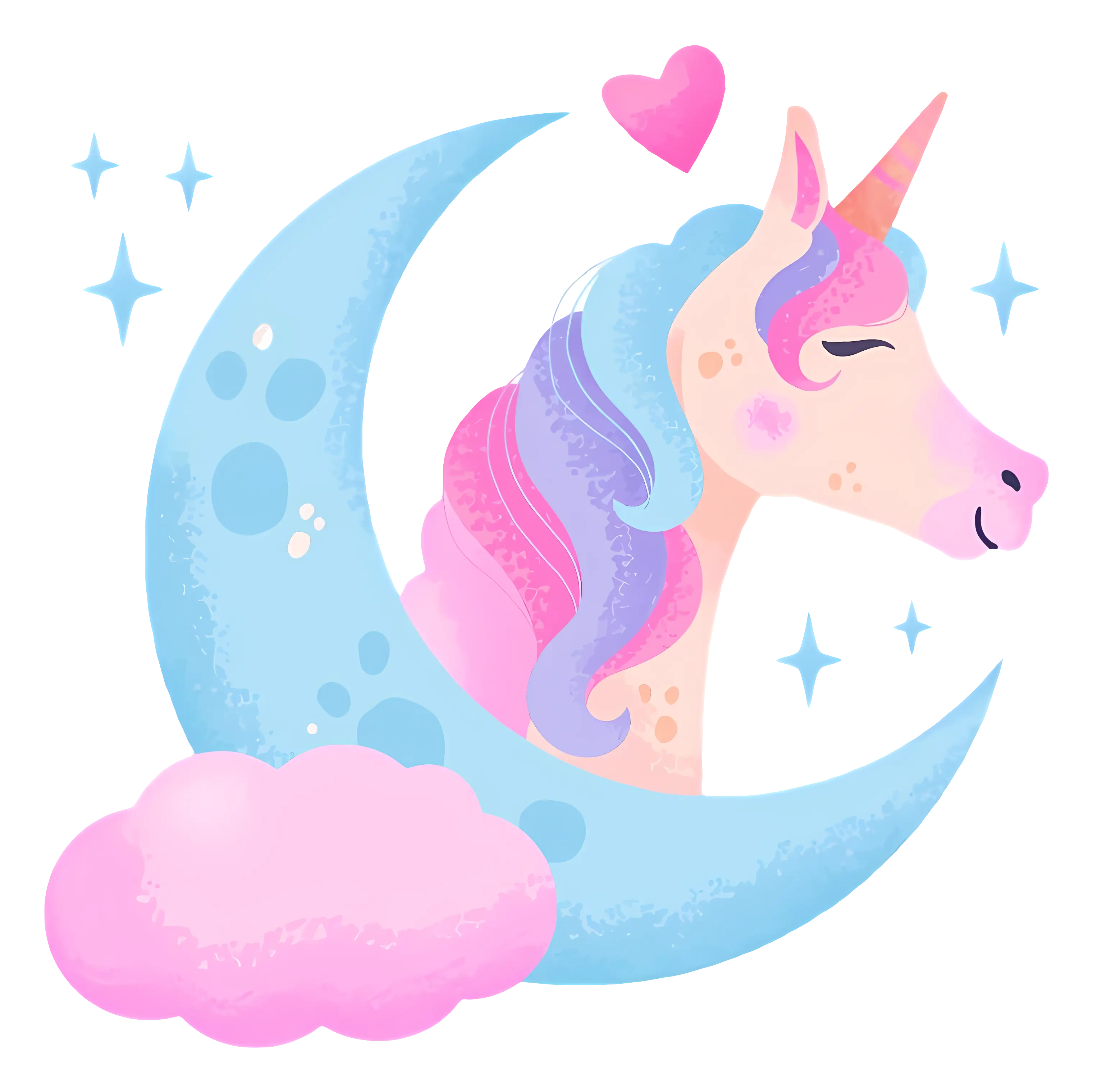 Pink Unicorn with Moon