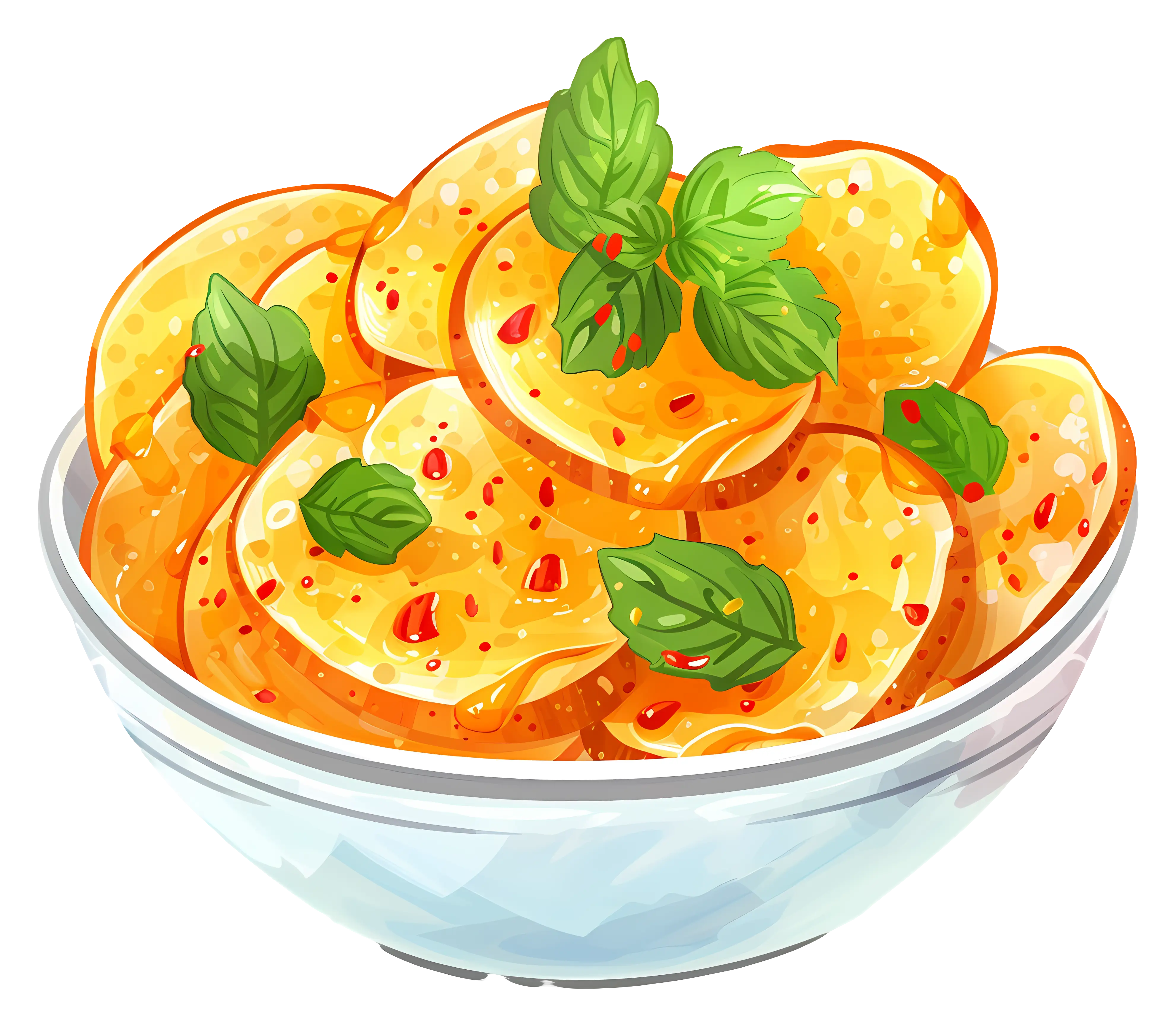 Orange Slices with Mint in a White Bowl