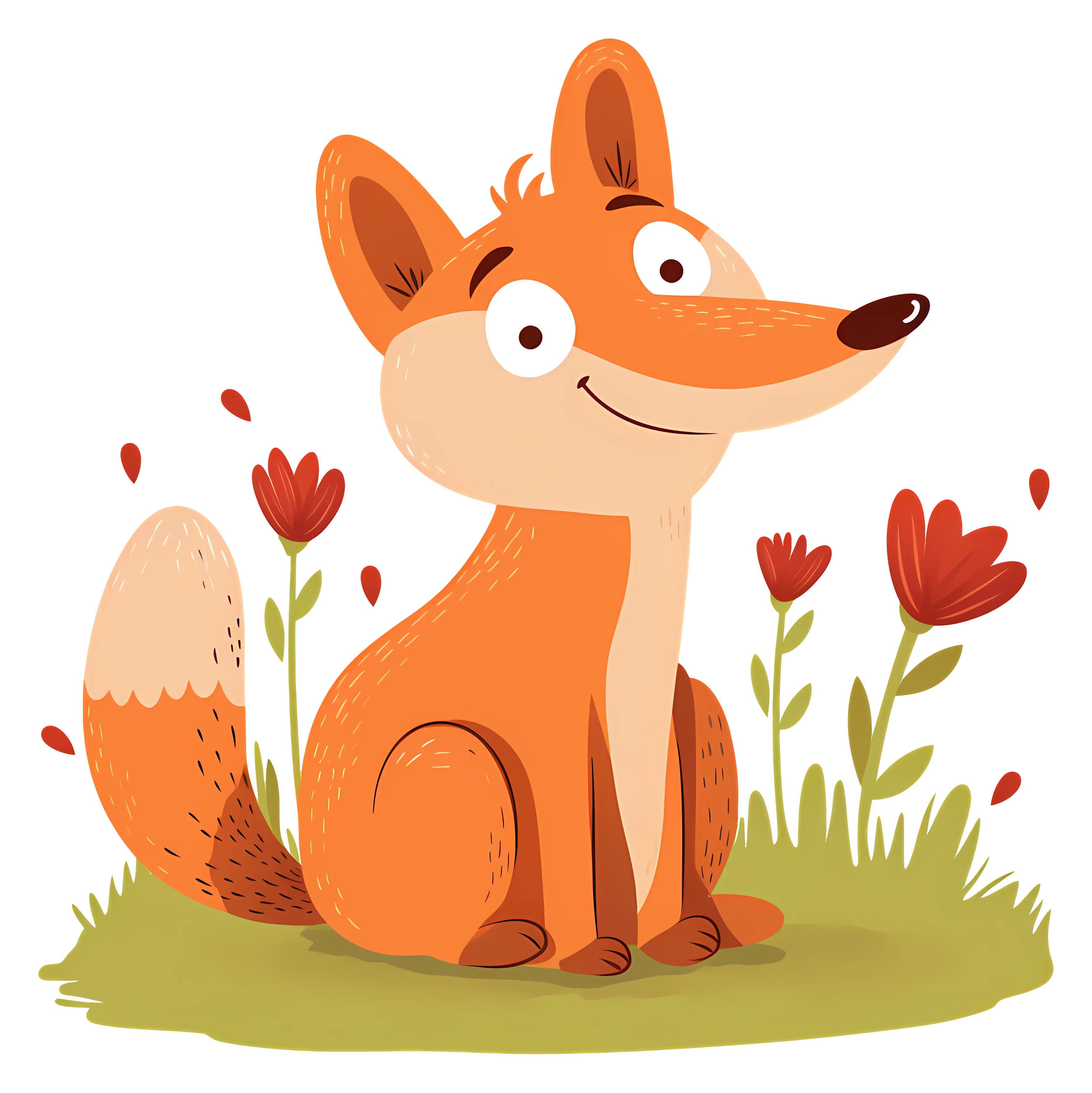 Cute Fox Sitting in a Field