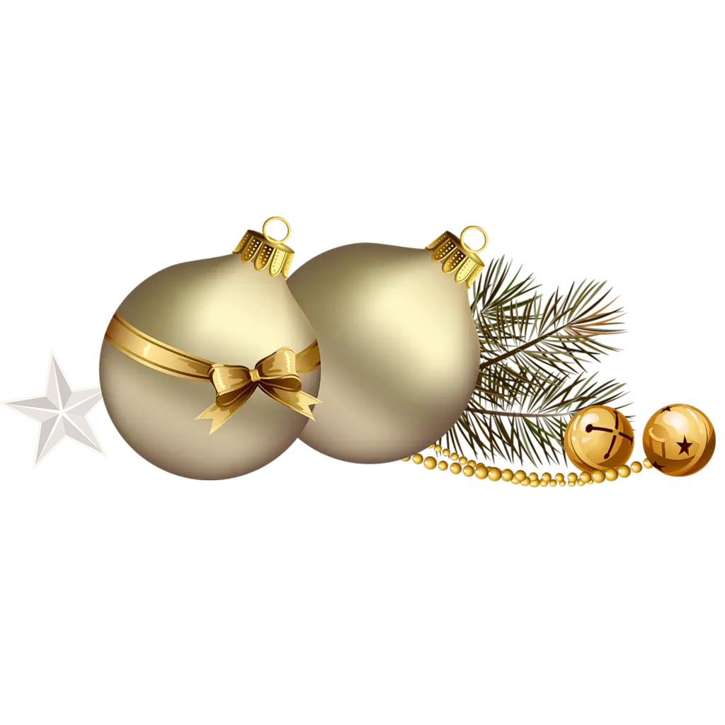 Golden Christmas Ornaments with Baubles