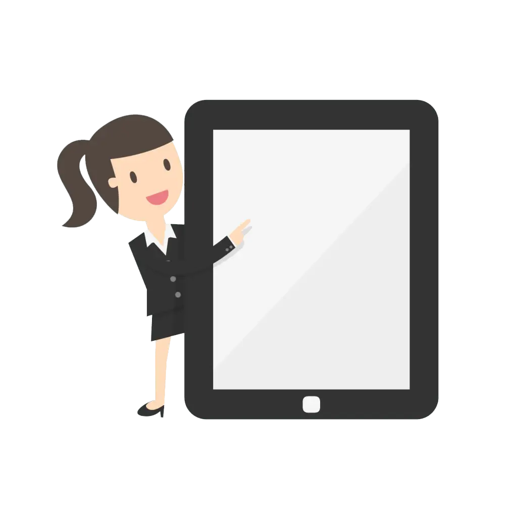 Cartoon Businesswoman with Tablet
