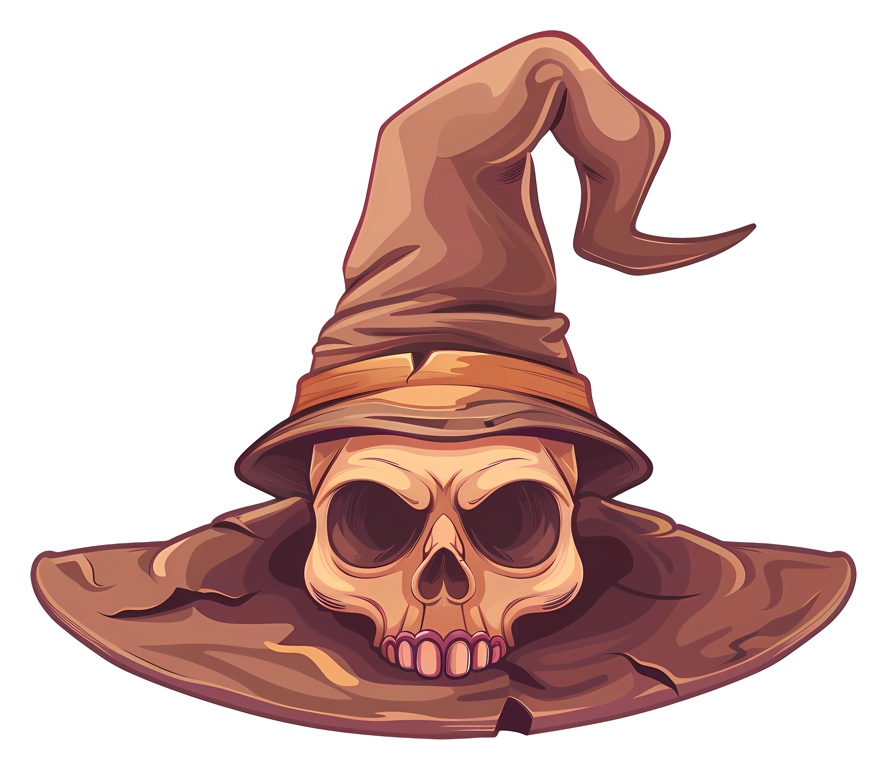 Spooky Skull with a Wizard Hat Illustration
