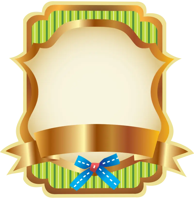 Golden Blank Decorative Label with Ribbon