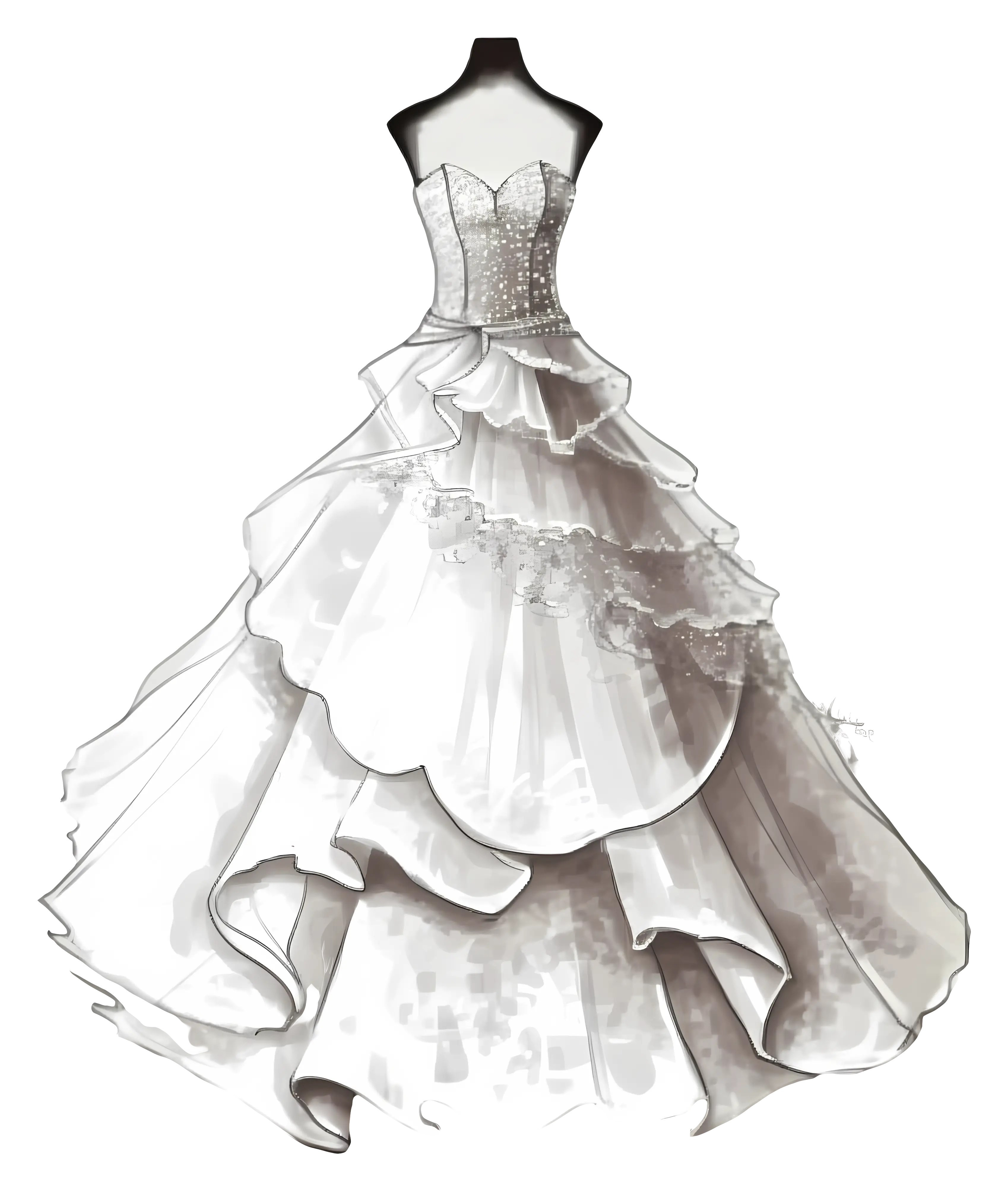 Elegant White Wedding Gown Illustration
