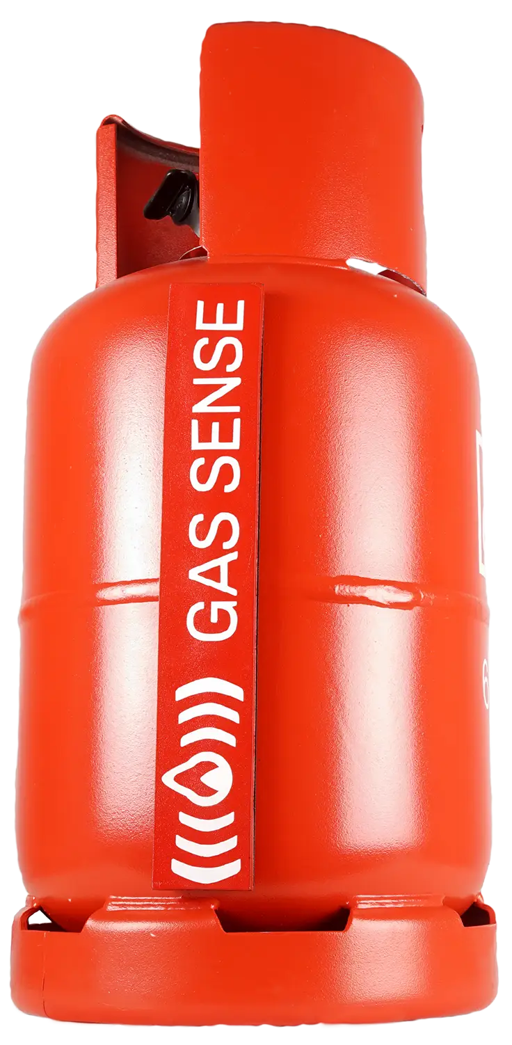 Red Gas Cylinder with Safety Label