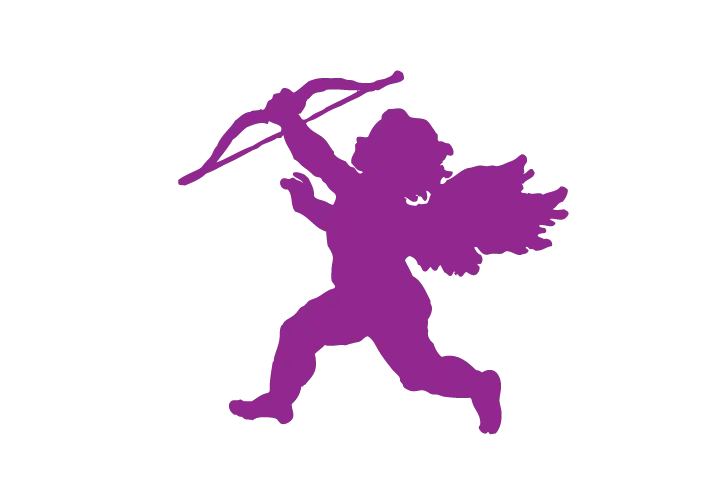Purple Cupid with Bow and Arrow