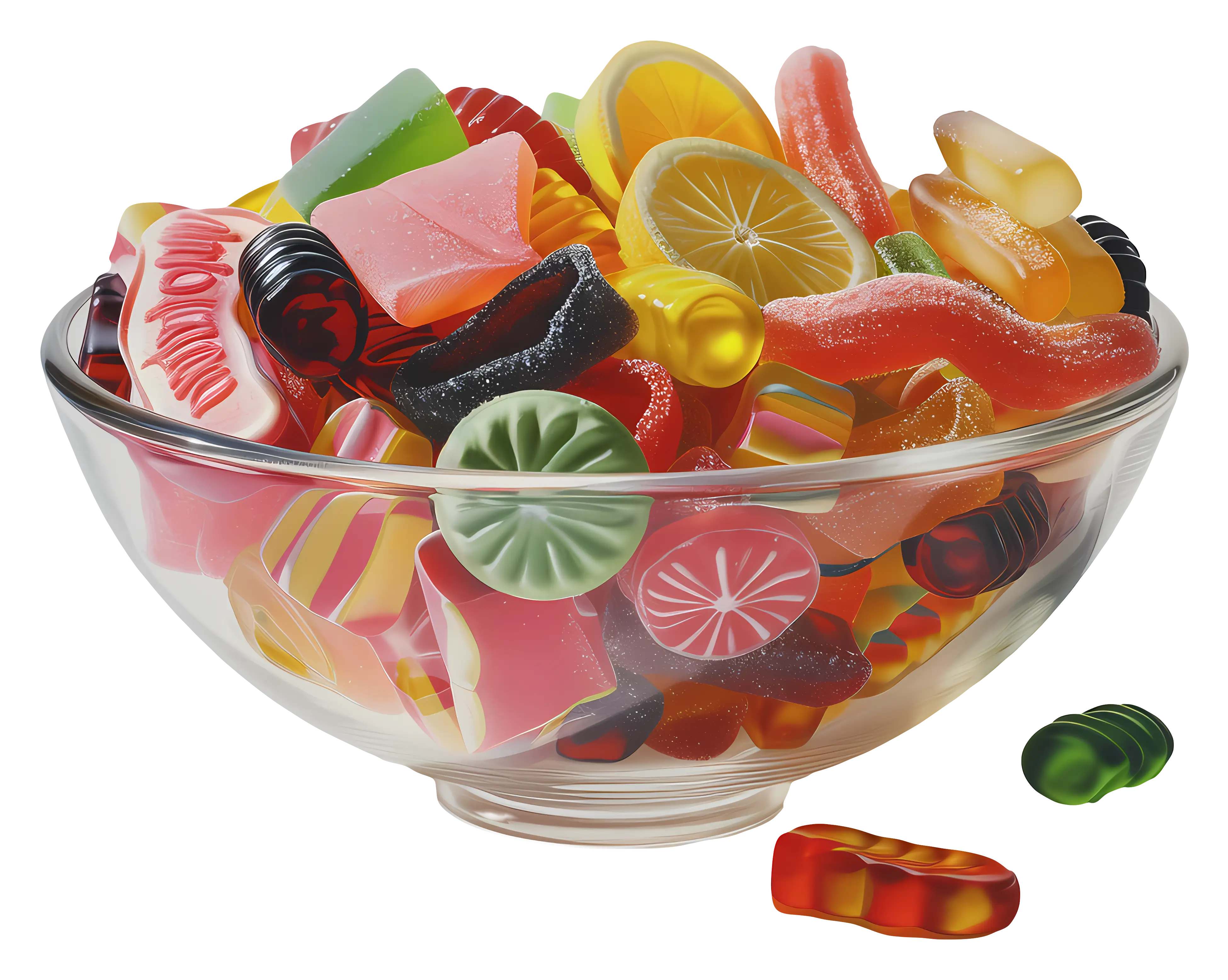 Bowl of Assorted Colorful Gummy Candies