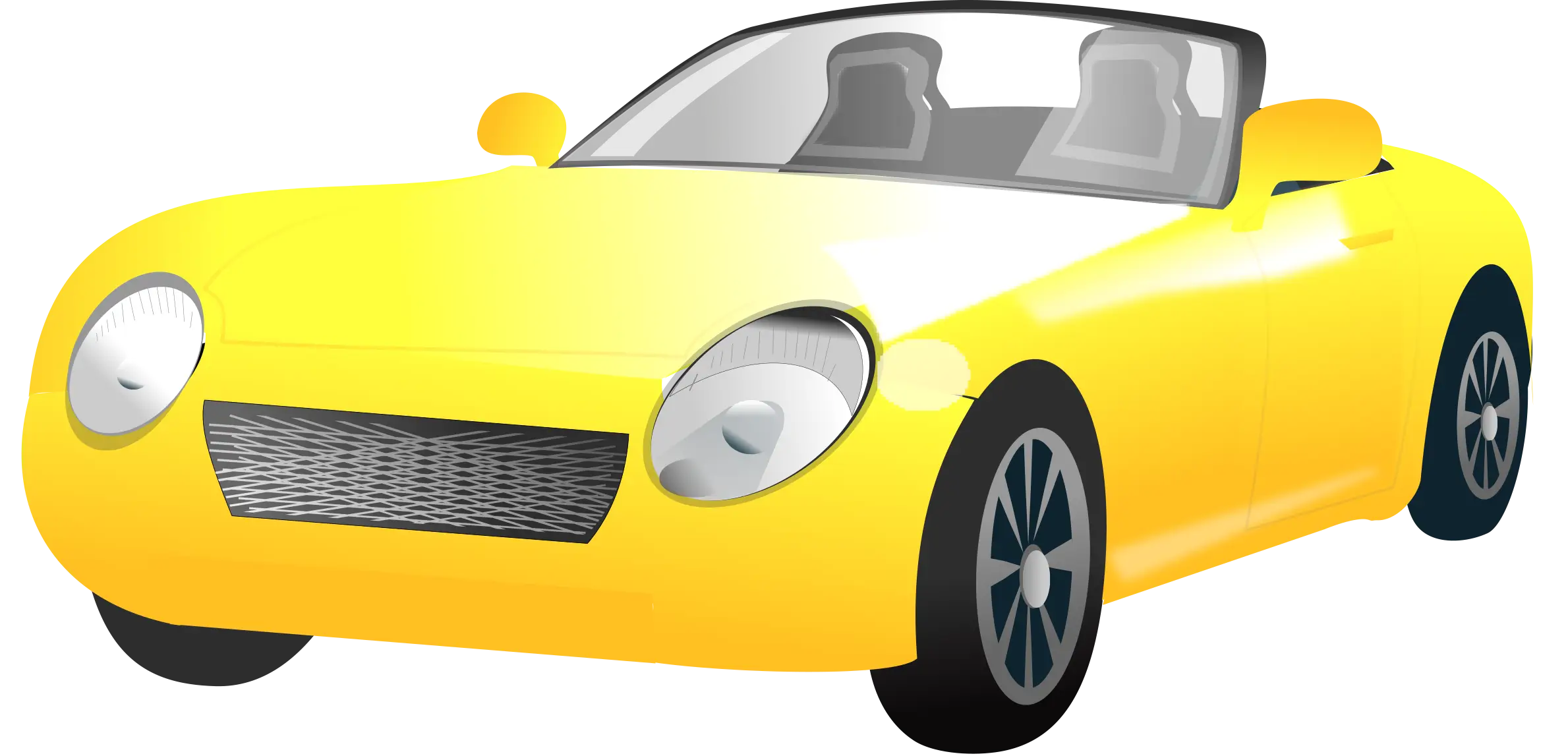 Bright Yellow Convertible Sports Car