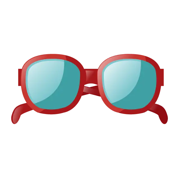 Red Frame Sunglasses with Blue Lenses