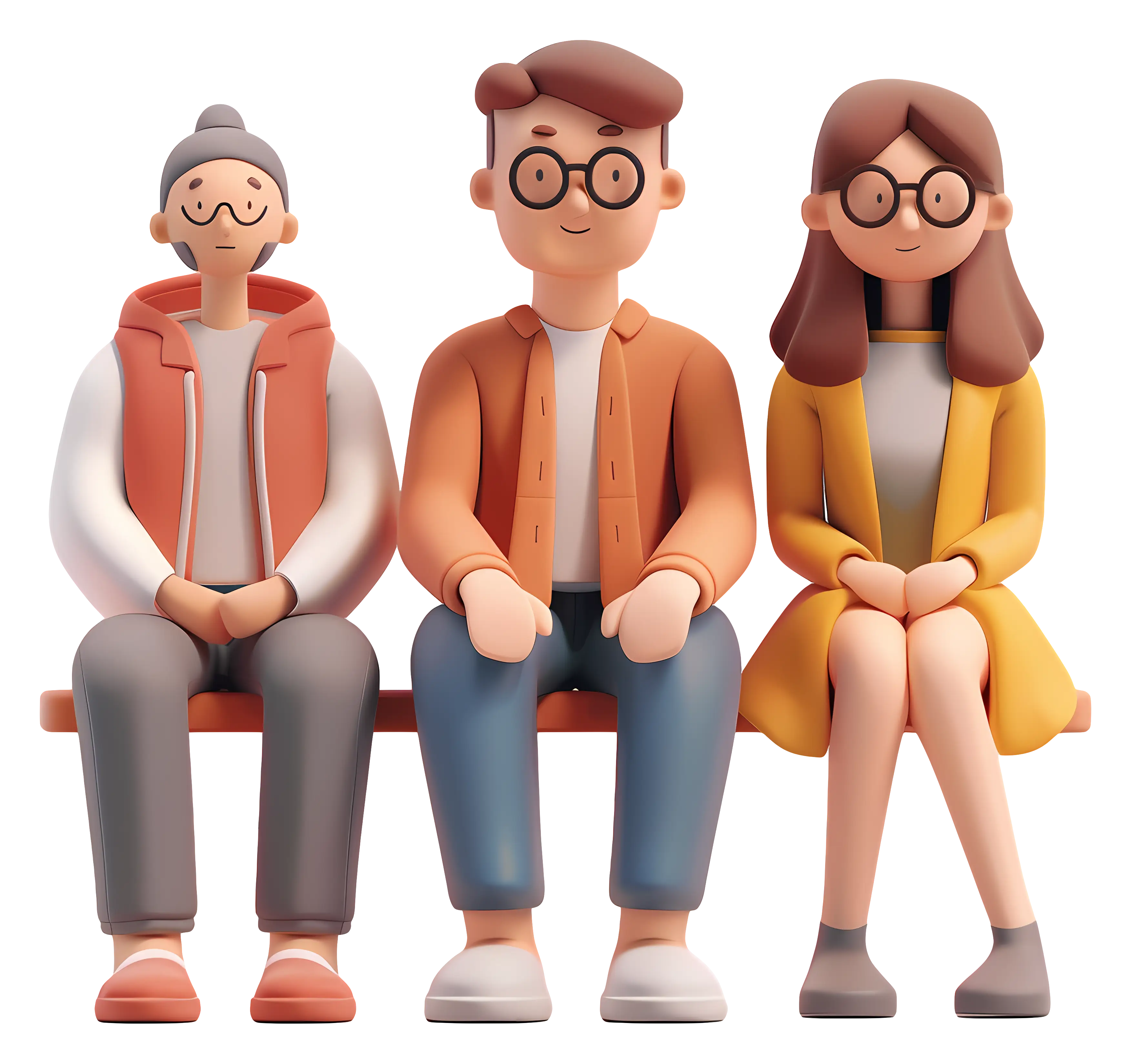 Cartoon People Sitting on a Bench