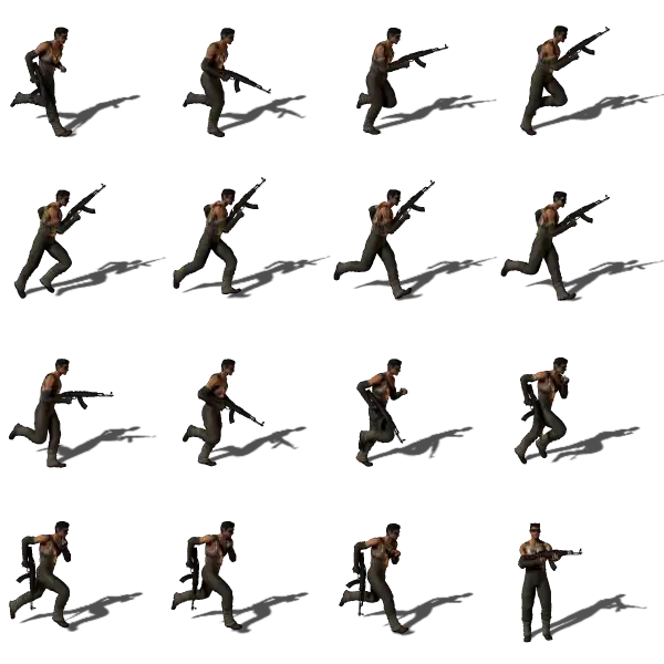 Soldier Running Animation Sequence