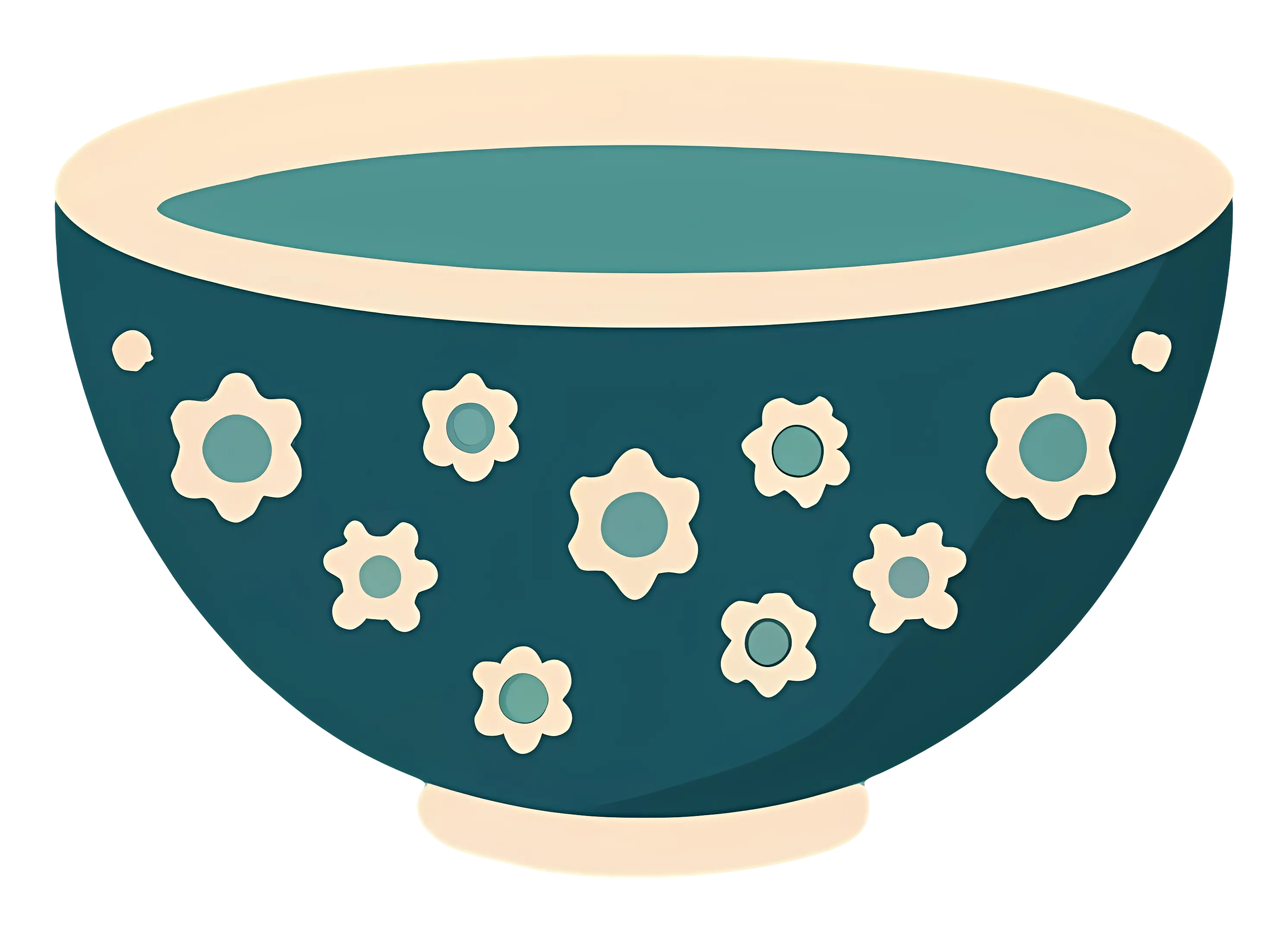 Green decorative ceramic bowl with floral patterns