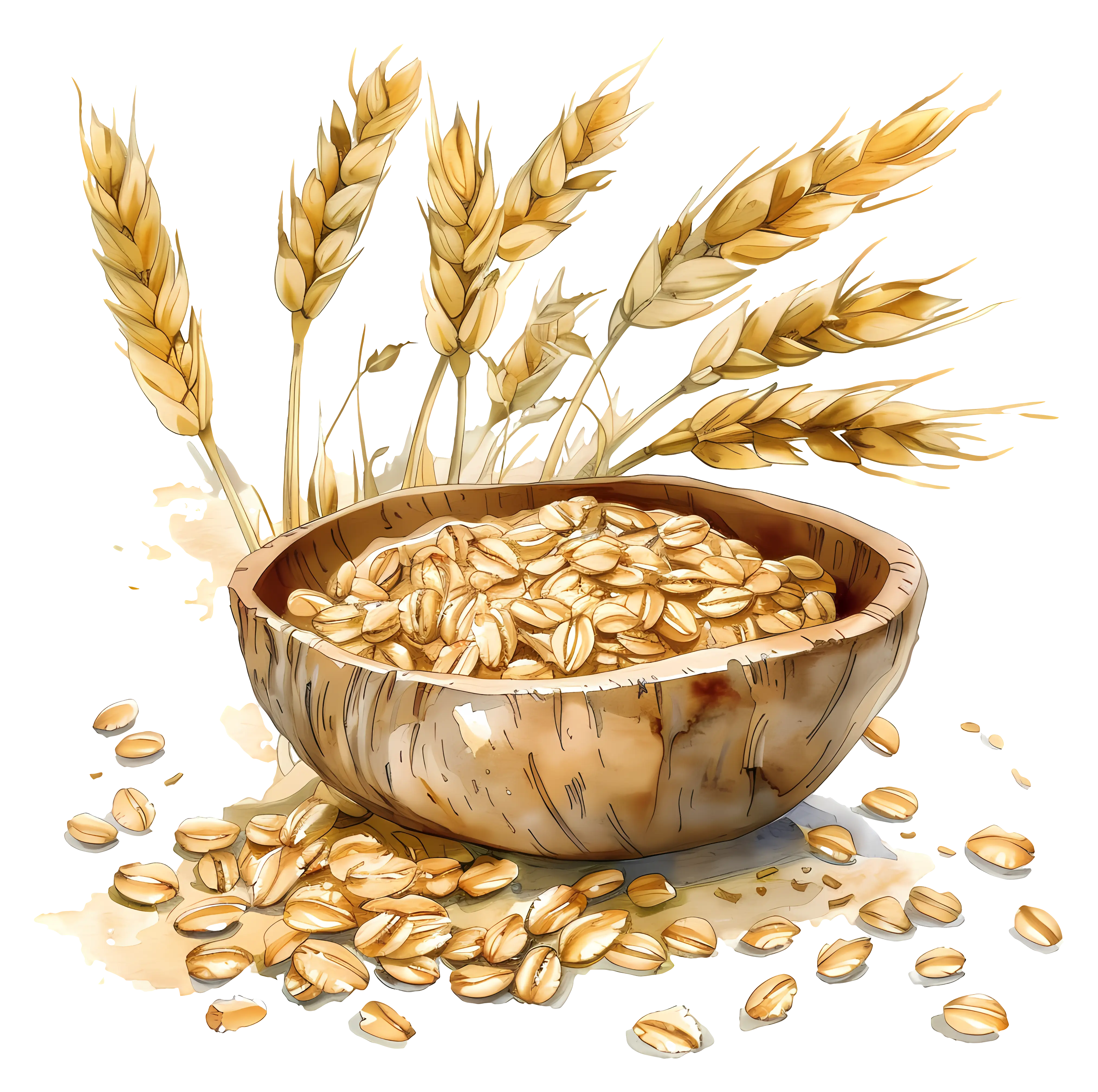Bowl of Oats with Wheat Stalks