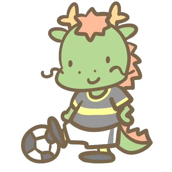 Cute Cartoon Dragon Playing Soccer