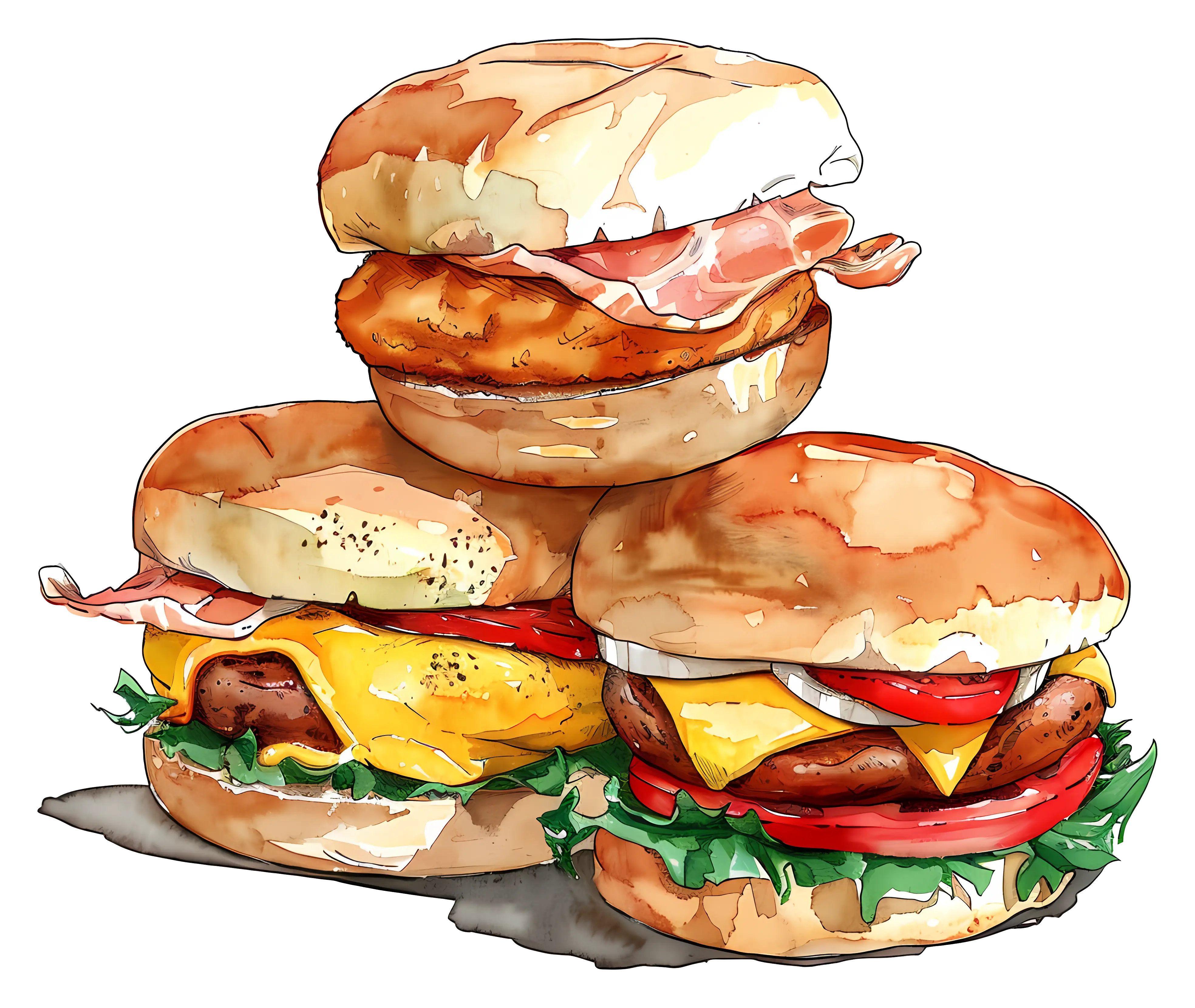 Delicious Stack of Burgers