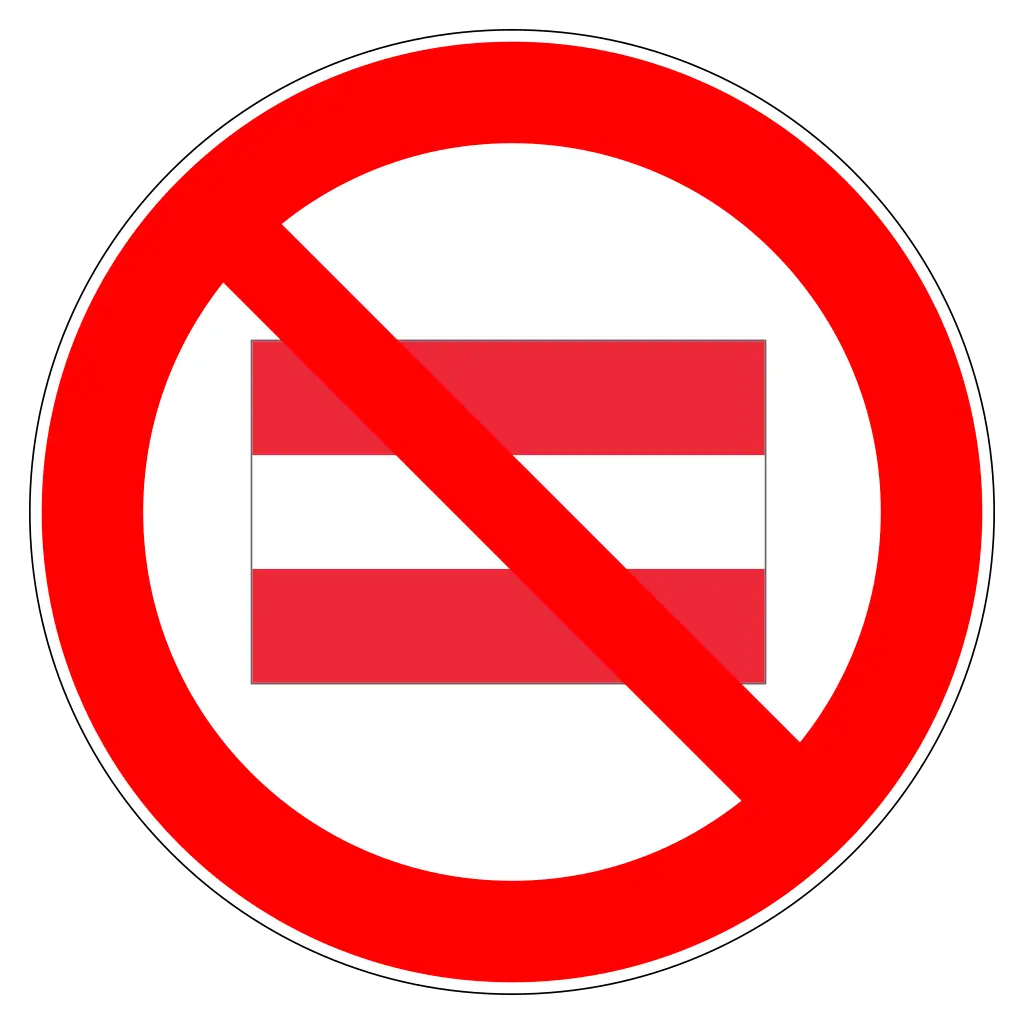 Prohibition Circle Symbol with a Flag Inside