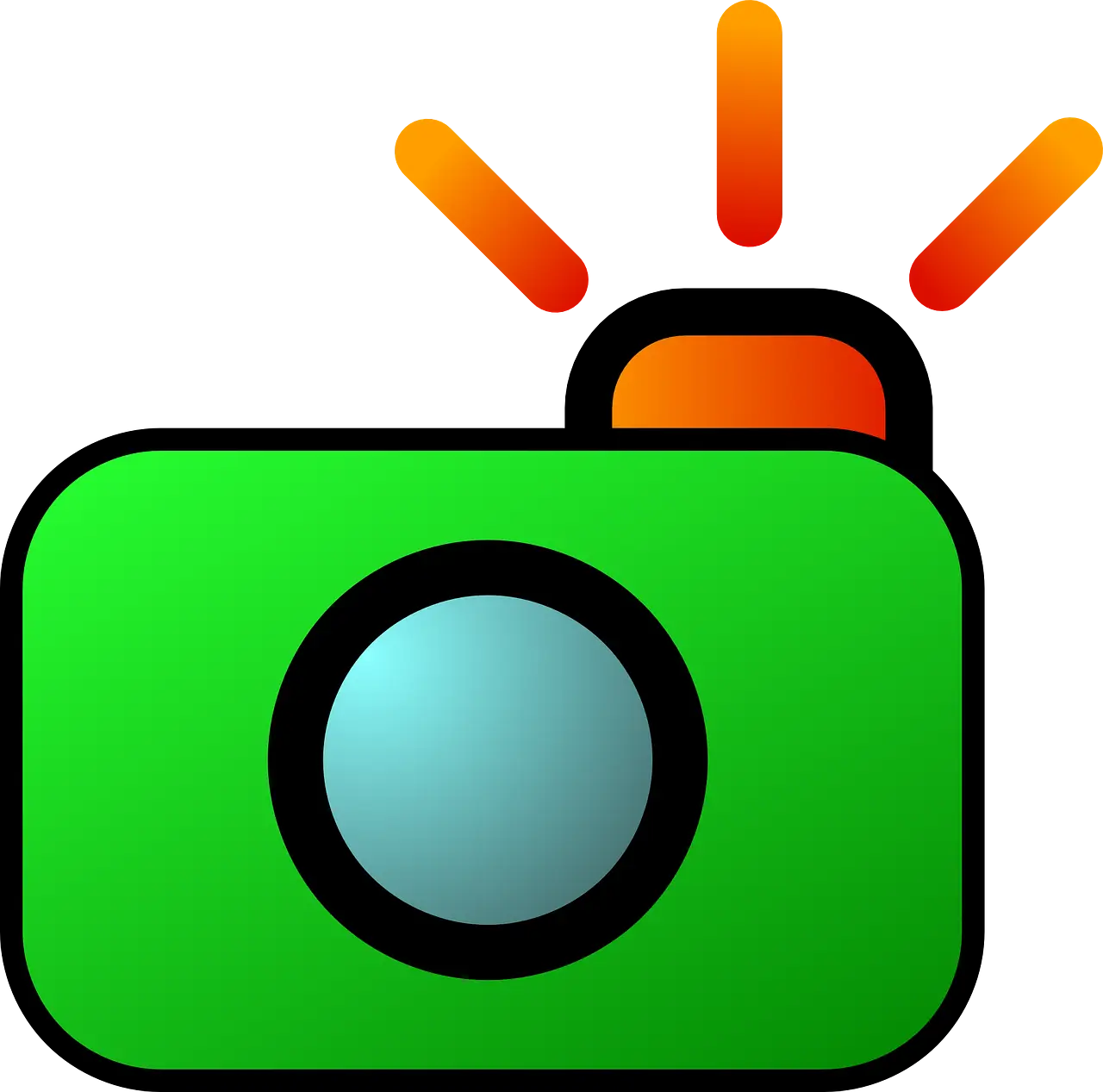 Green Camera Icon with Flash