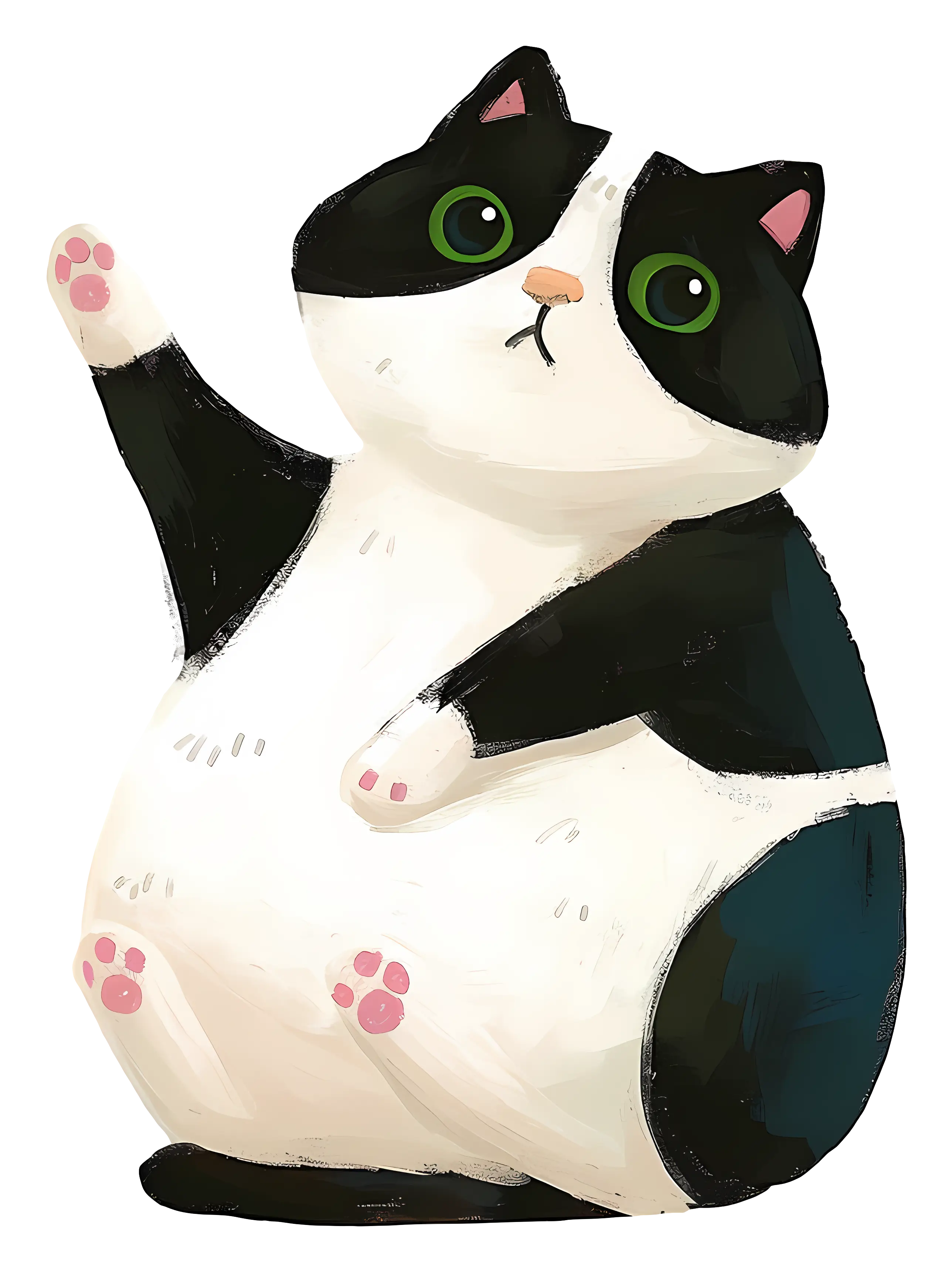 Cute Black and White Cartoon Cat
