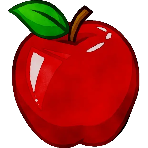Red Apple with Green Leaf