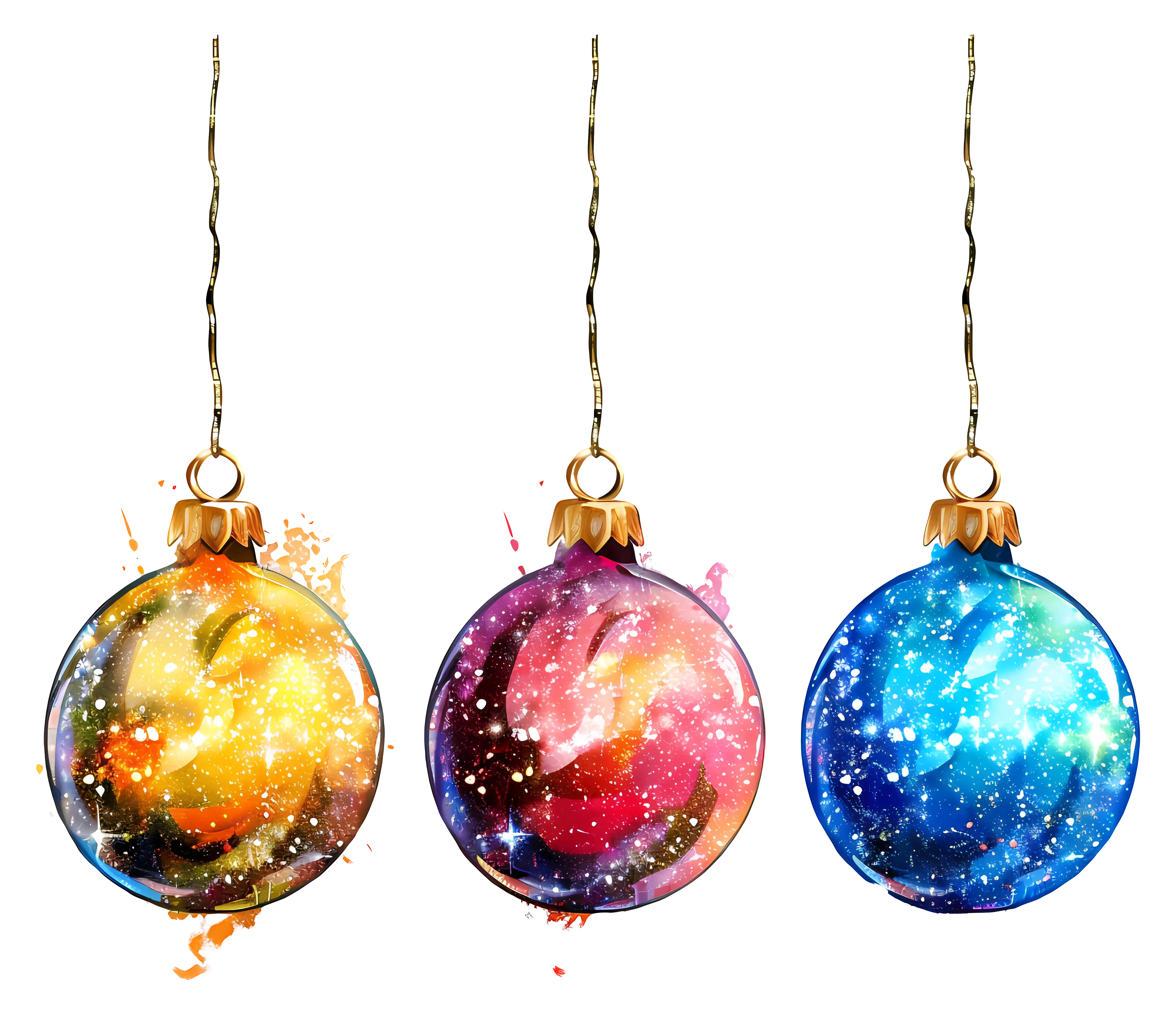Colorful Hanging Christmas Balls with Galactic Design