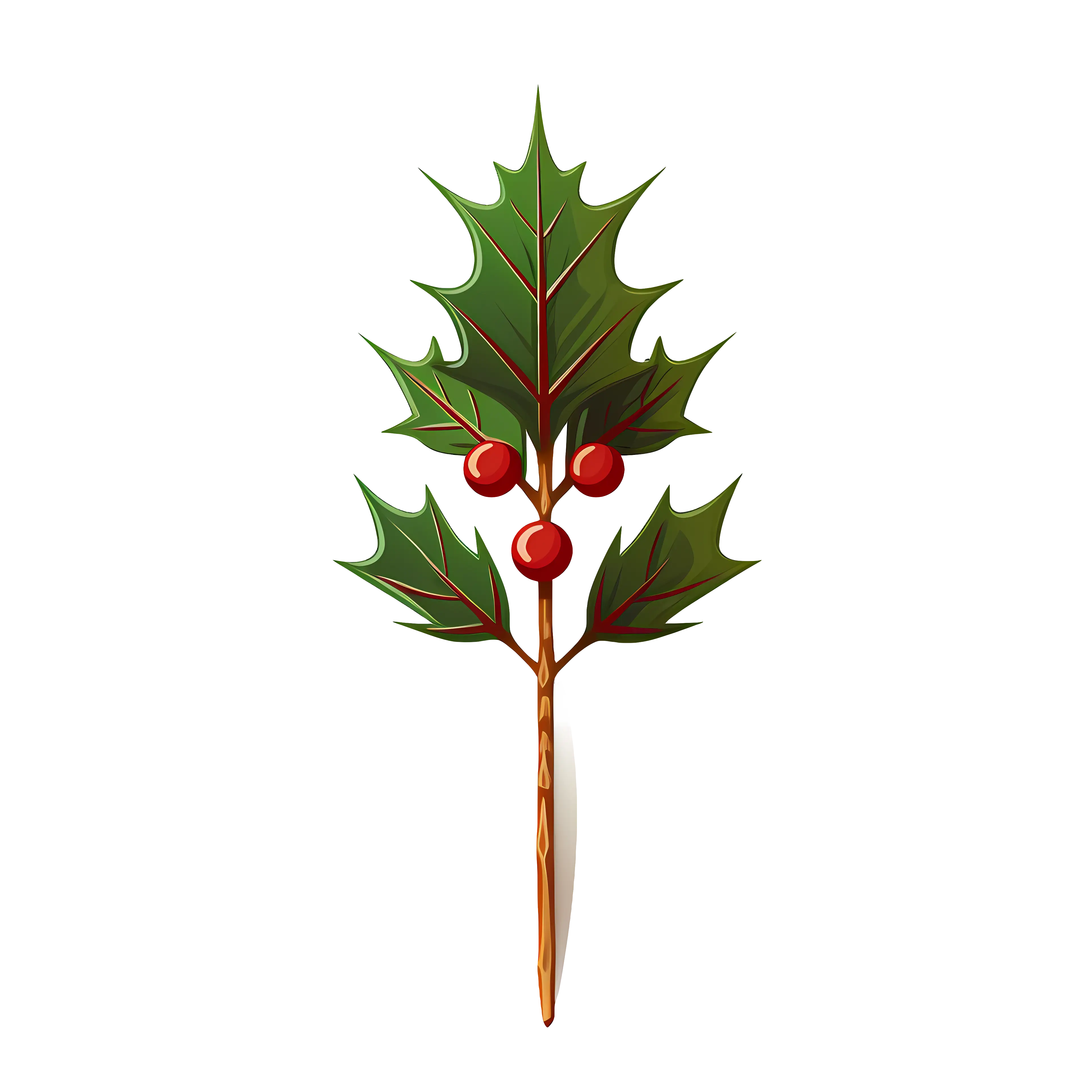 Holly Branch with Red Berries