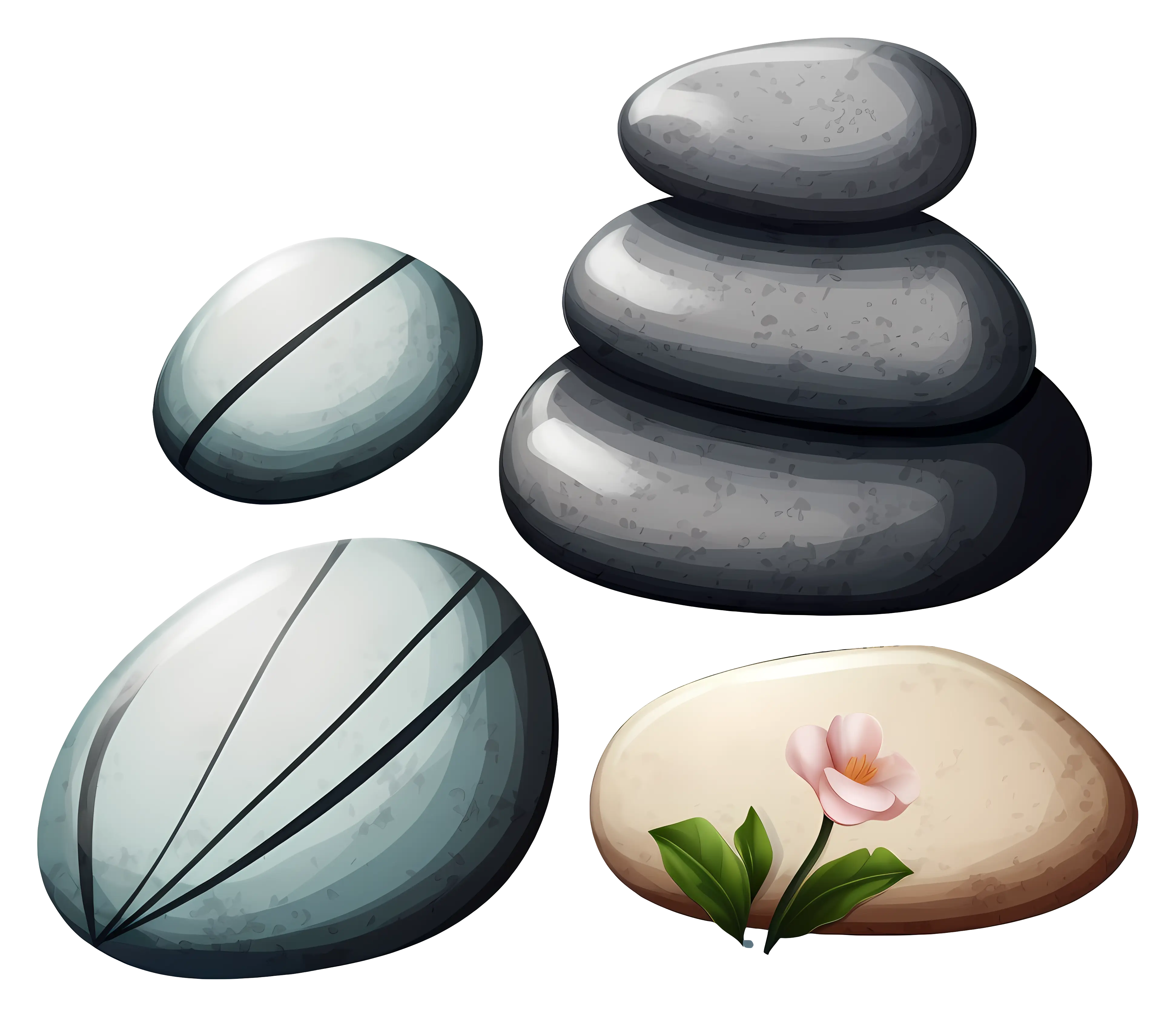 Stacked Stones with Flower