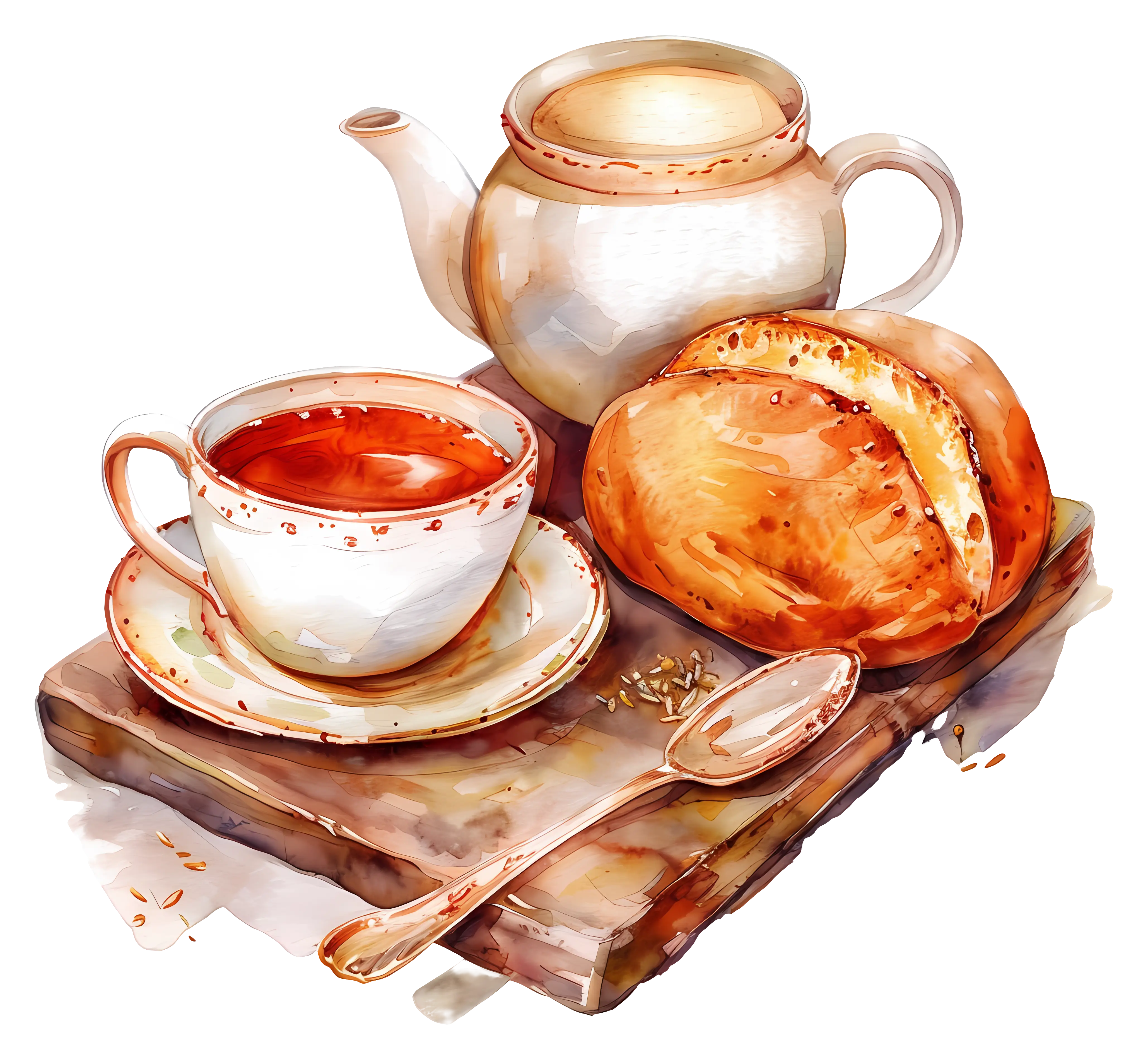 Cozy Tea Set with Bread