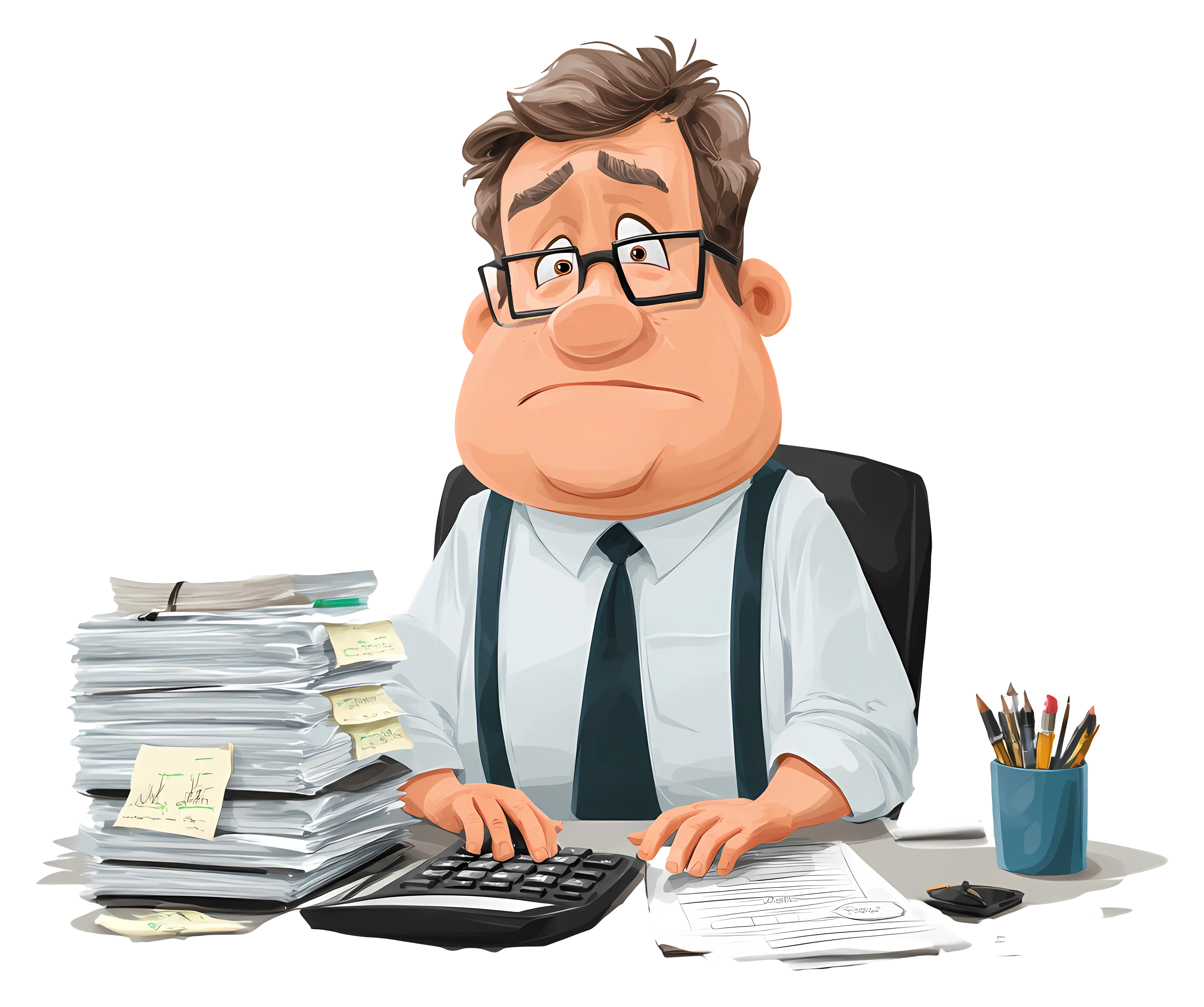 Cartoon Office Worker with Papers