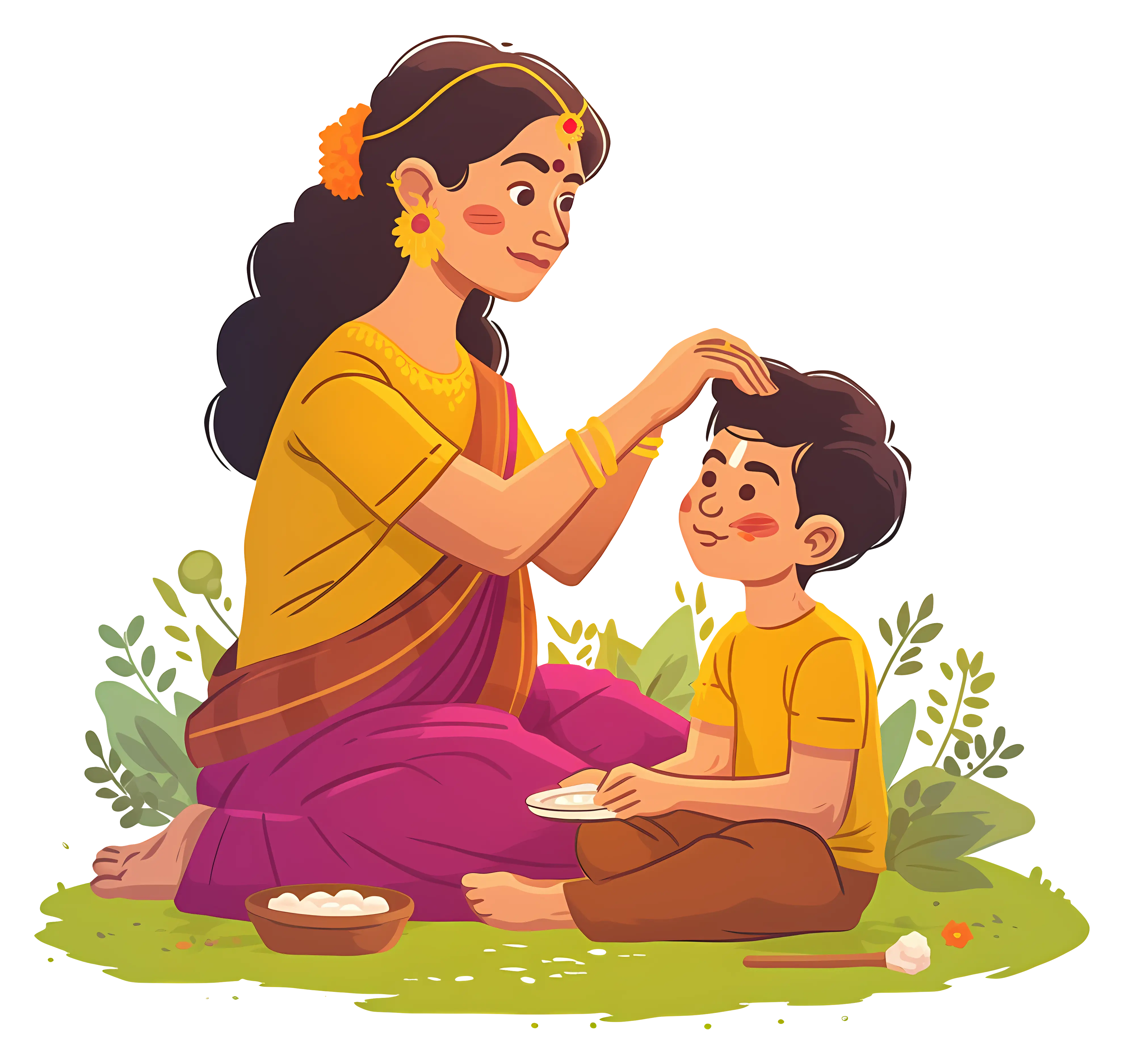 Mother and Child Bonding Illustration