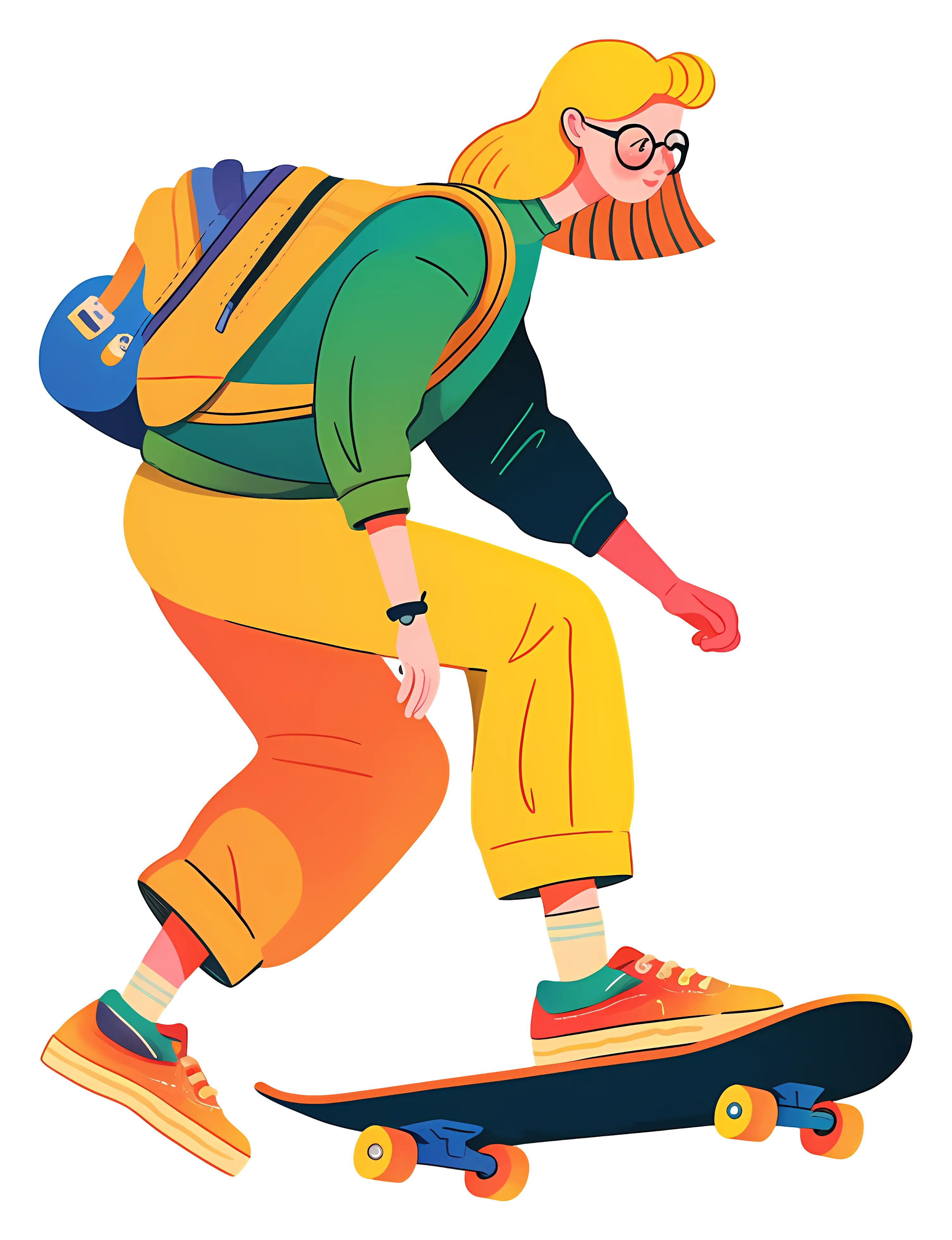 Colorful Skateboarding Person