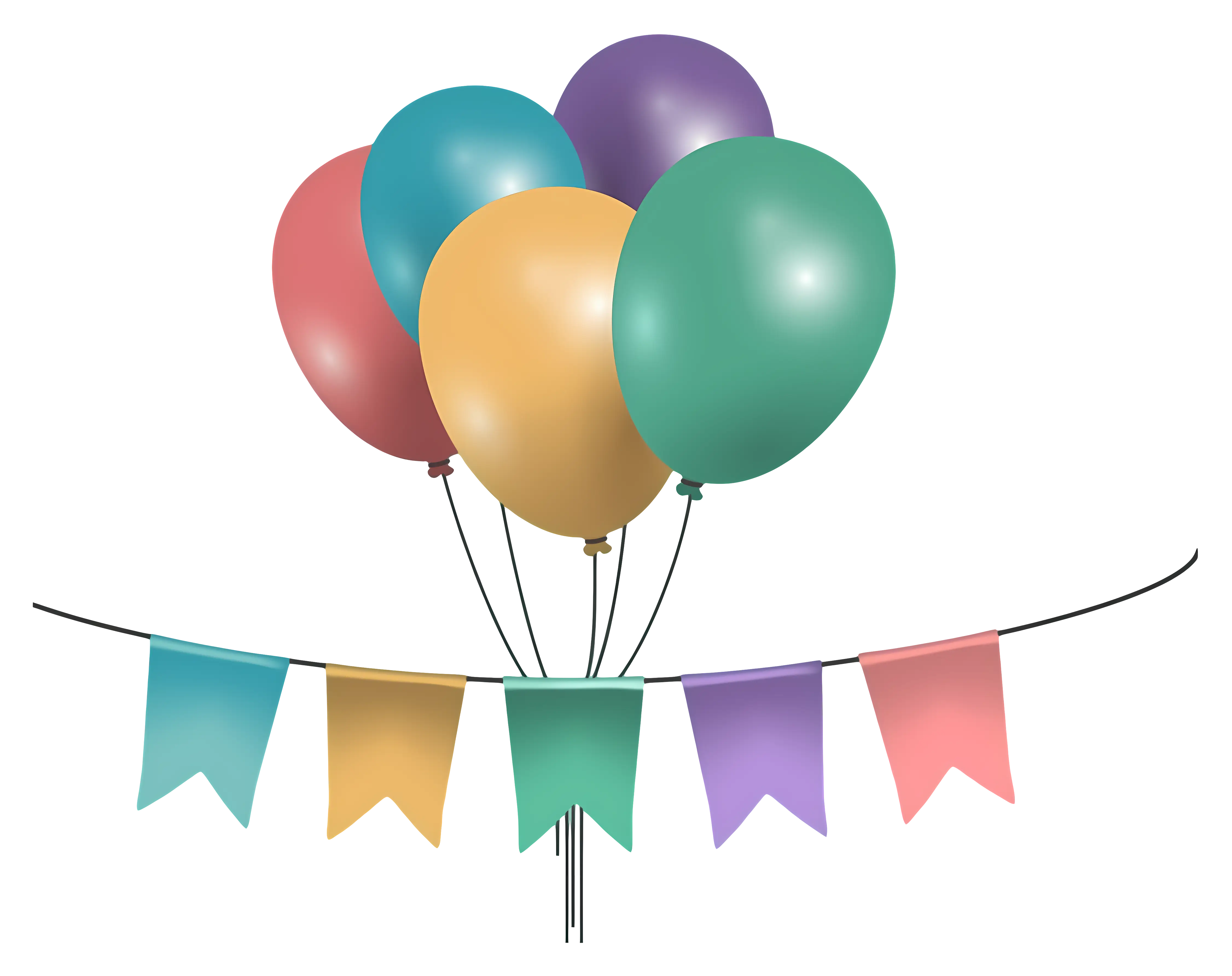 Colorful Balloons and Party Flags for Celebrations