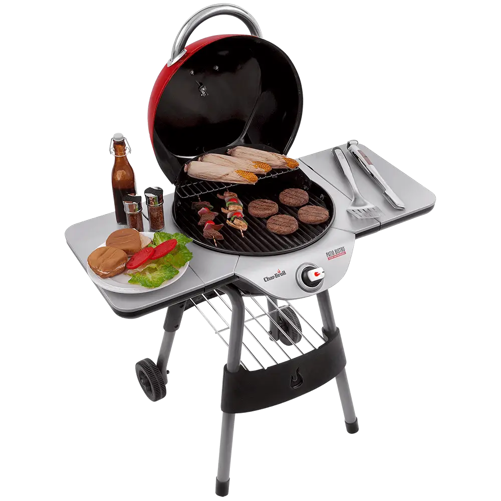 Complete Outdoor Grill Setup with Food